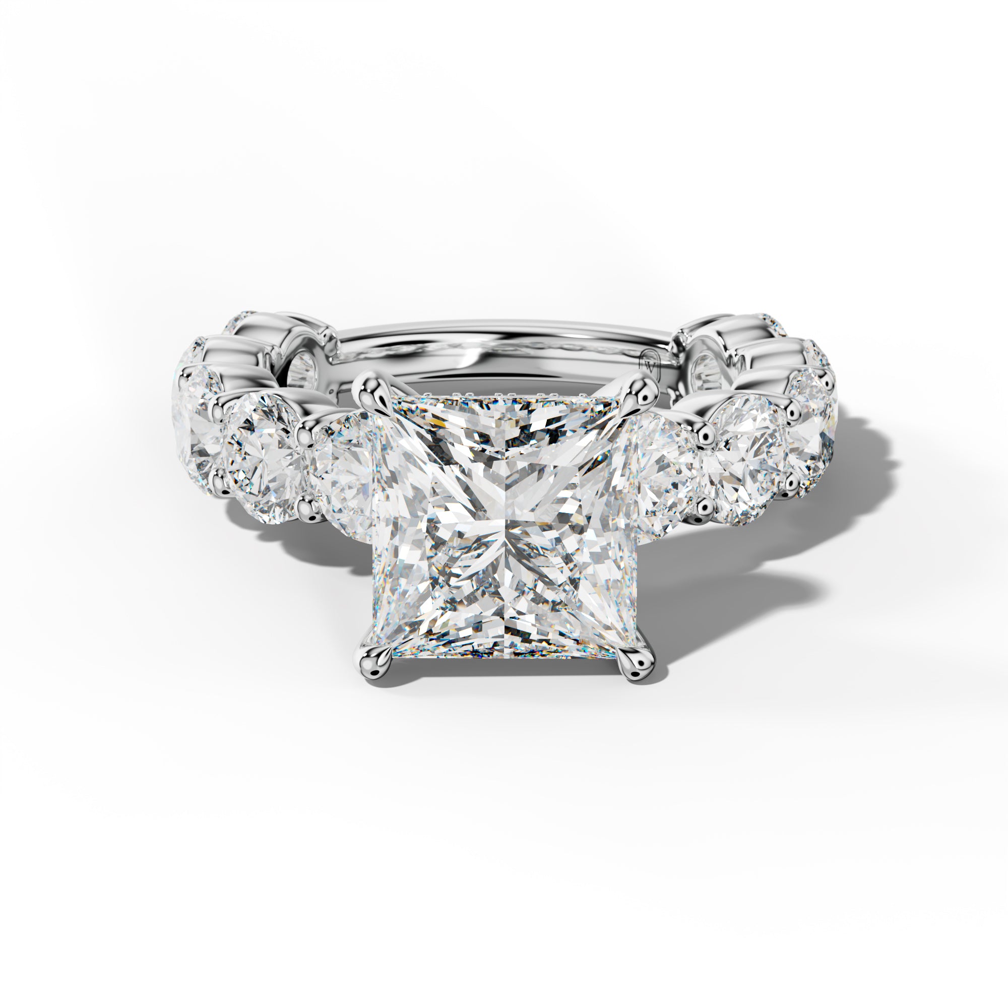Marley Princess Cut Engagement Ring With Round Side Stones