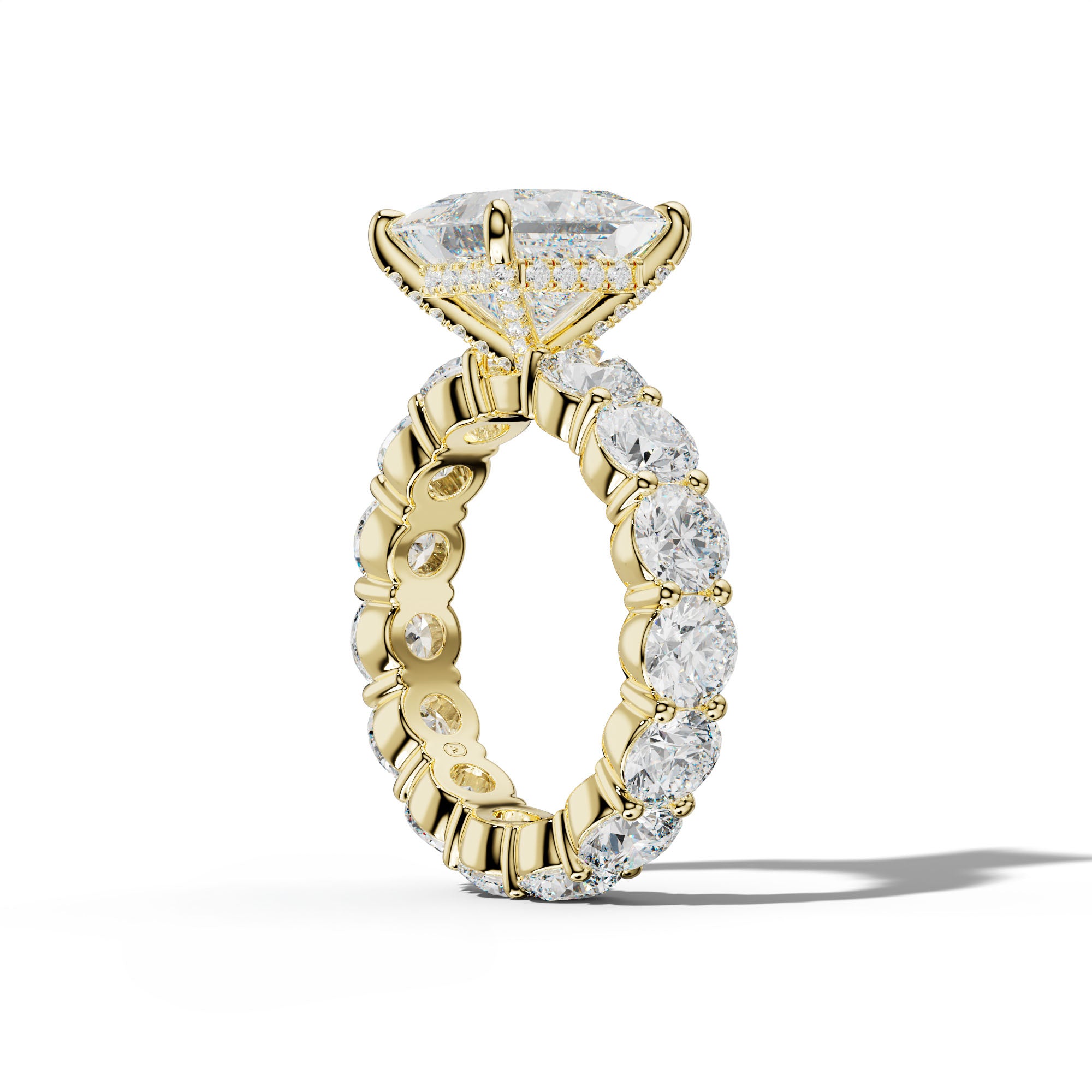 Fernanda Princess Cut Engagement Ring With Round Side Stones