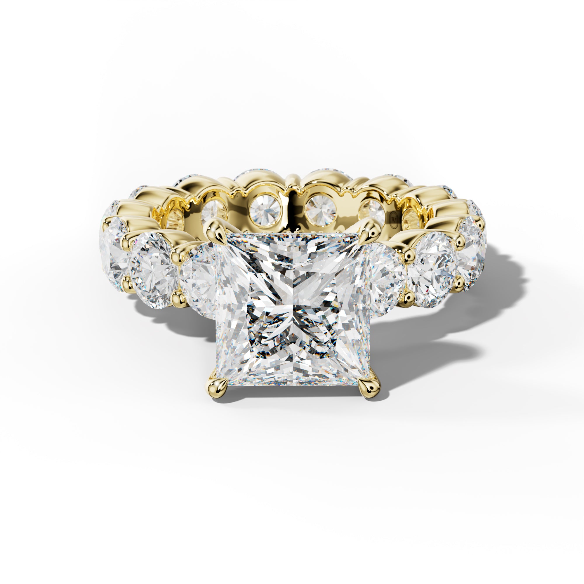 Fernanda Princess Cut Engagement Ring With Round Side Stones