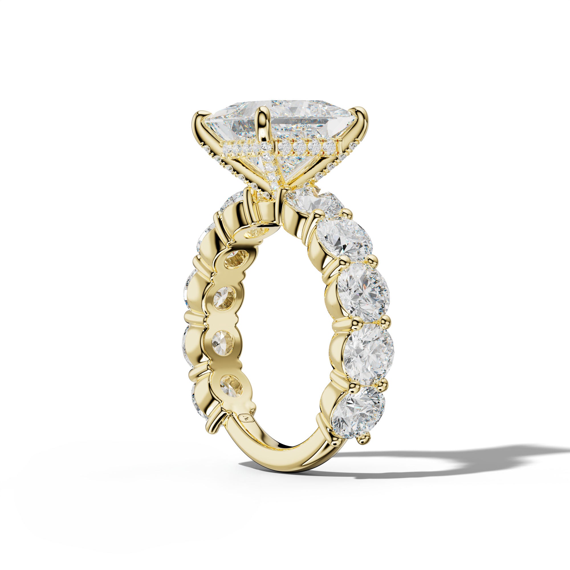 Marley Princess Cut Engagement Ring With Round Side Stones