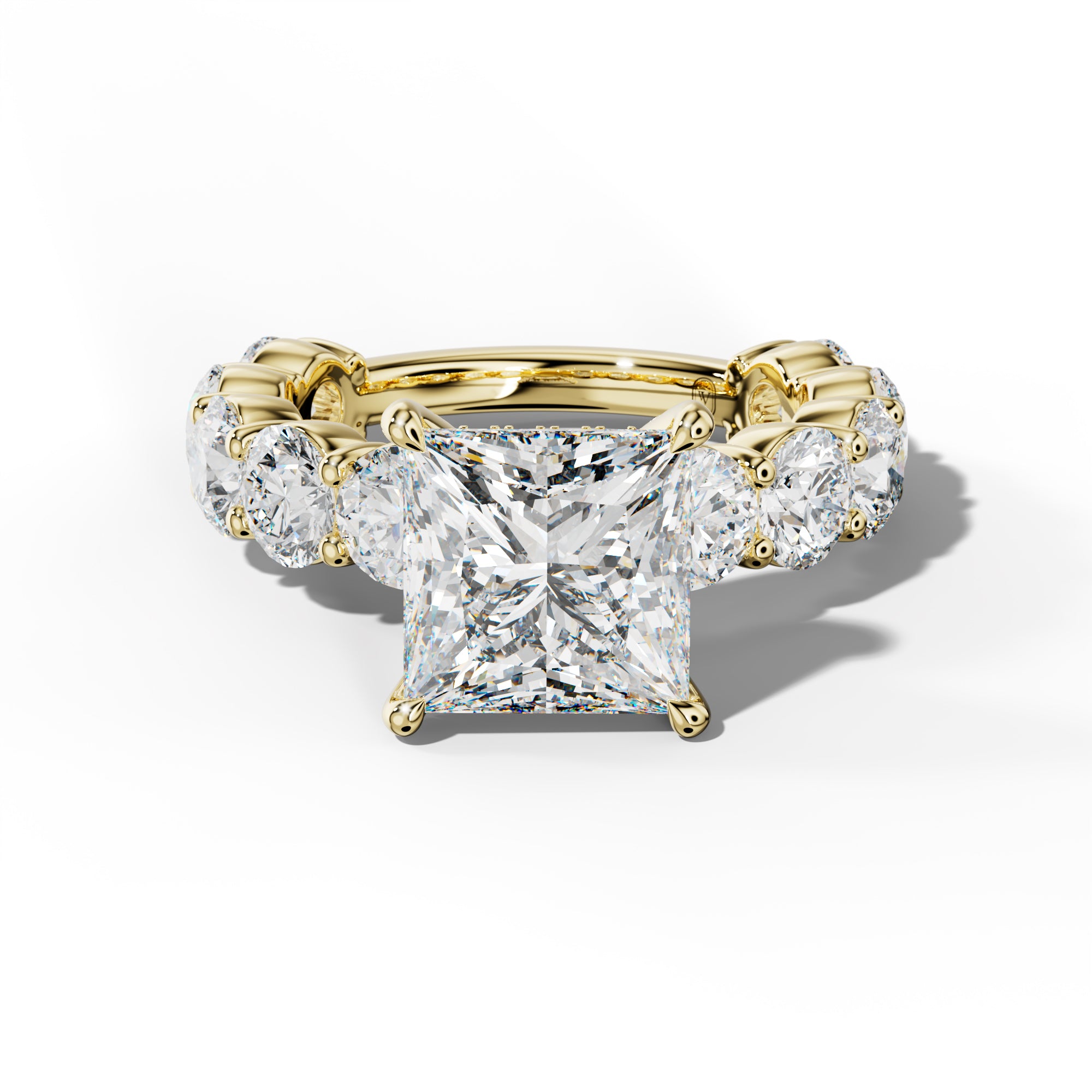 Marley Princess Cut Engagement Ring With Round Side Stones