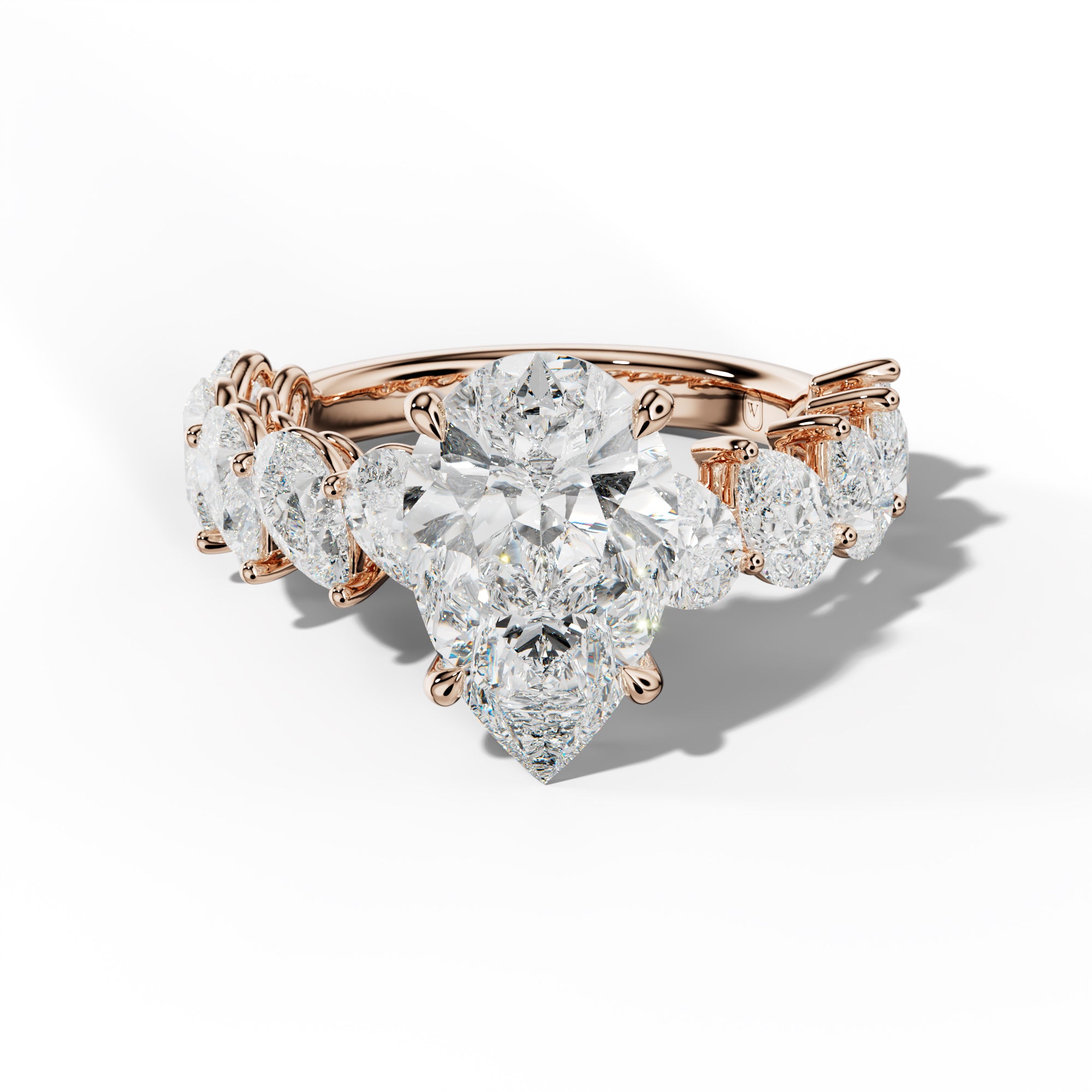 Elisabeth Pear Shape Diamond Engagement Ring With Slanted Pear Side Stones