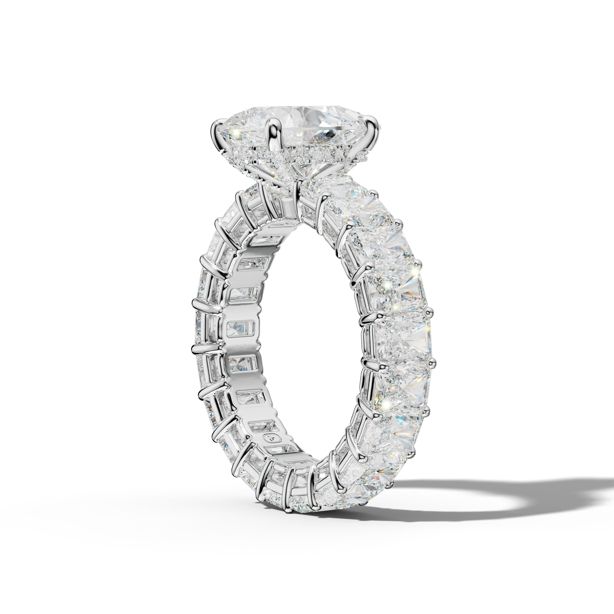 Soraya Pear Shape Engagement Ring With Radiant Side Stones