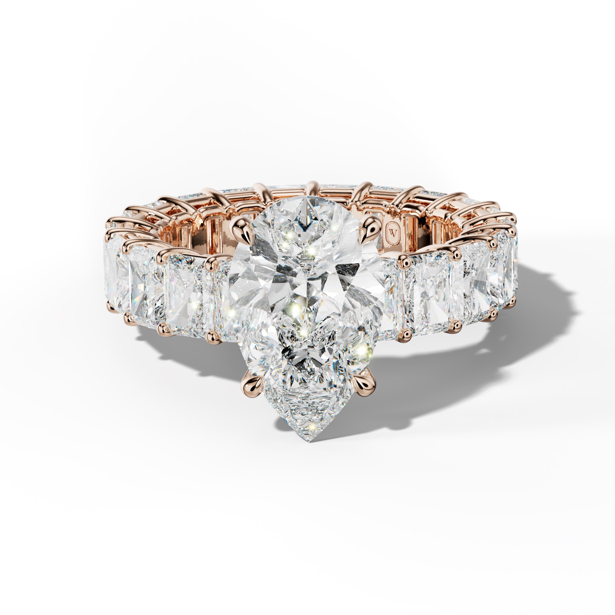Soraya Pear Shape Engagement Ring With Radiant Side Stones