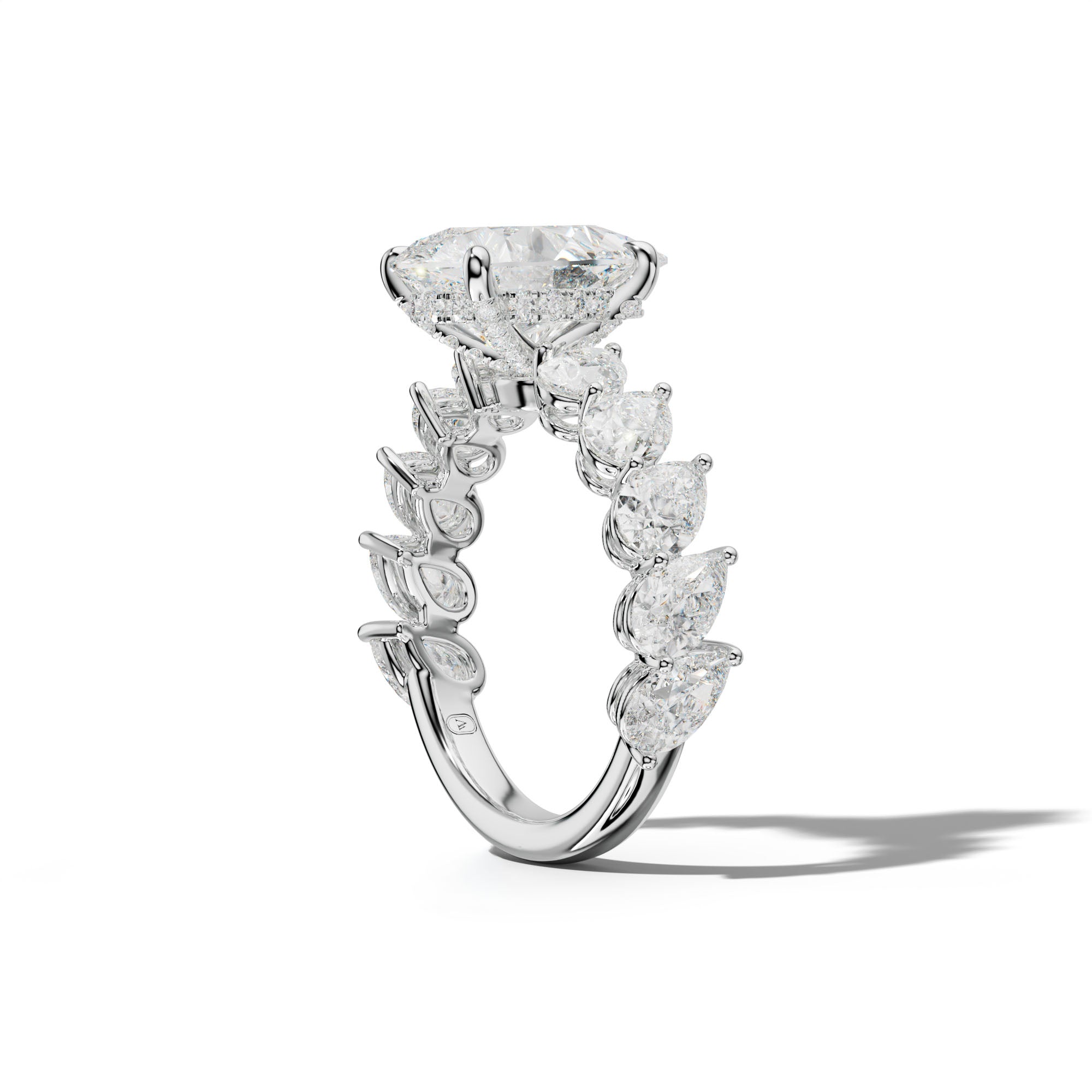 Elisabeth Pear Shape Diamond Engagement Ring With Slanted Pear Side Stones