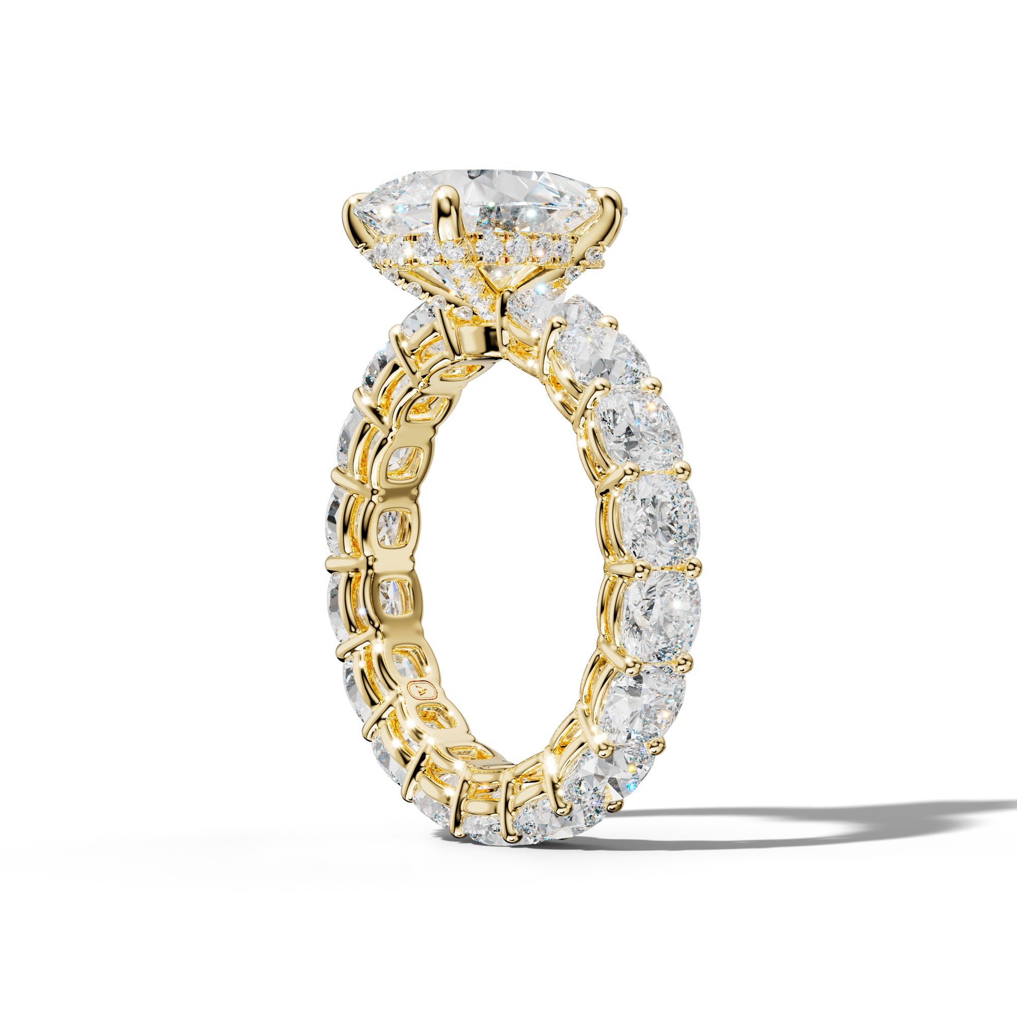 Celine Pear Shape Engagement Ring With Cushion Side Stones