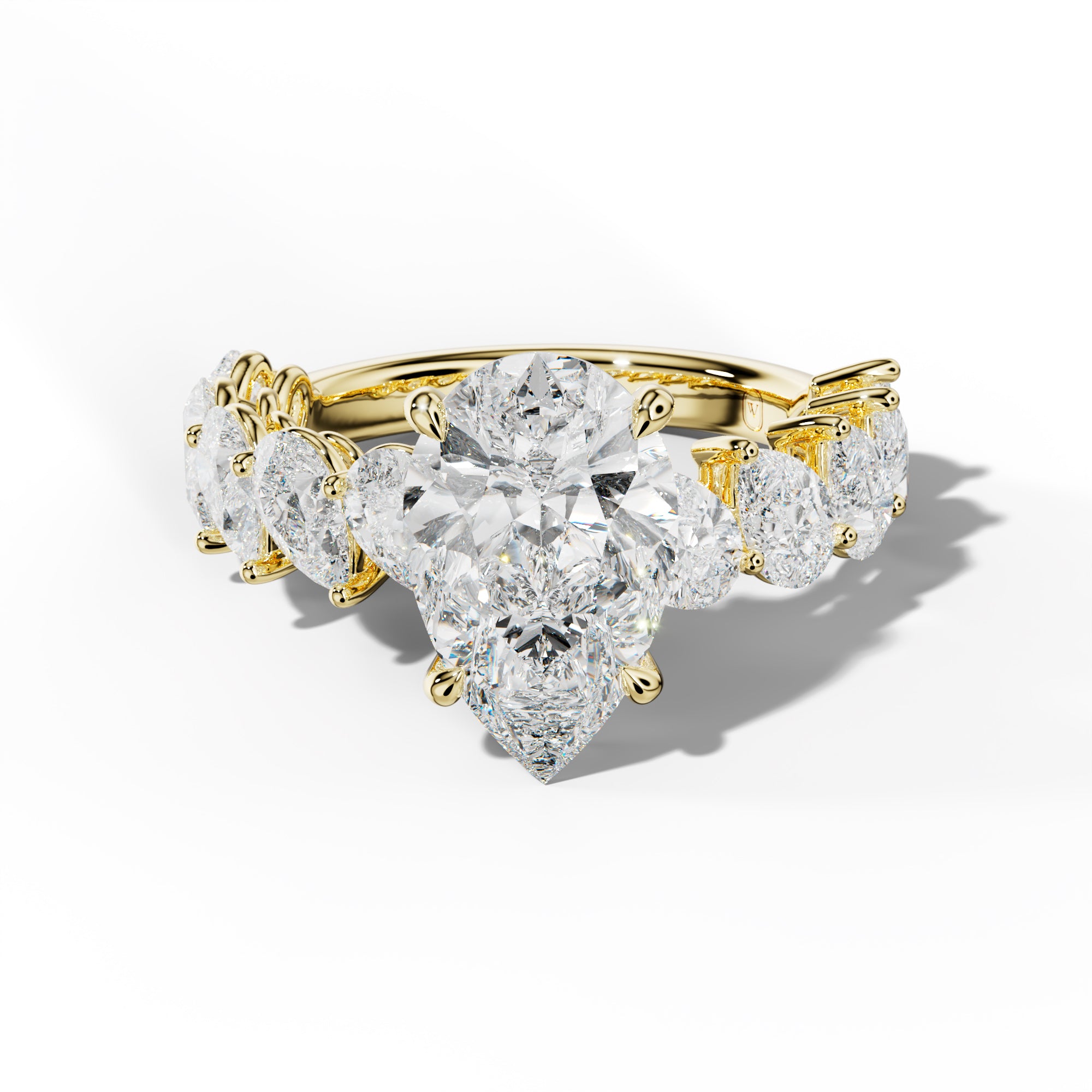 Elisabeth Pear Shape Diamond Engagement Ring With Slanted Pear Side Stones