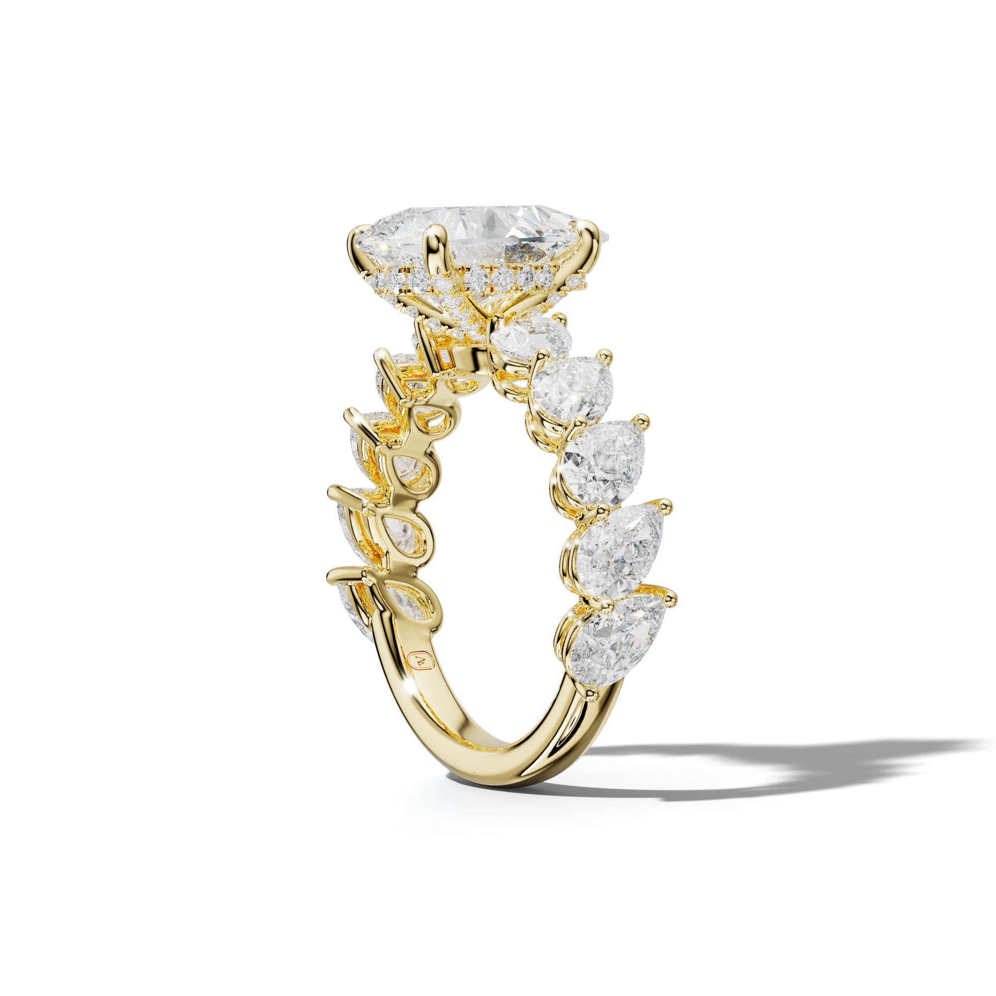 Elisabeth Pear Shape Diamond Engagement Ring With Slanted Pear Side Stones