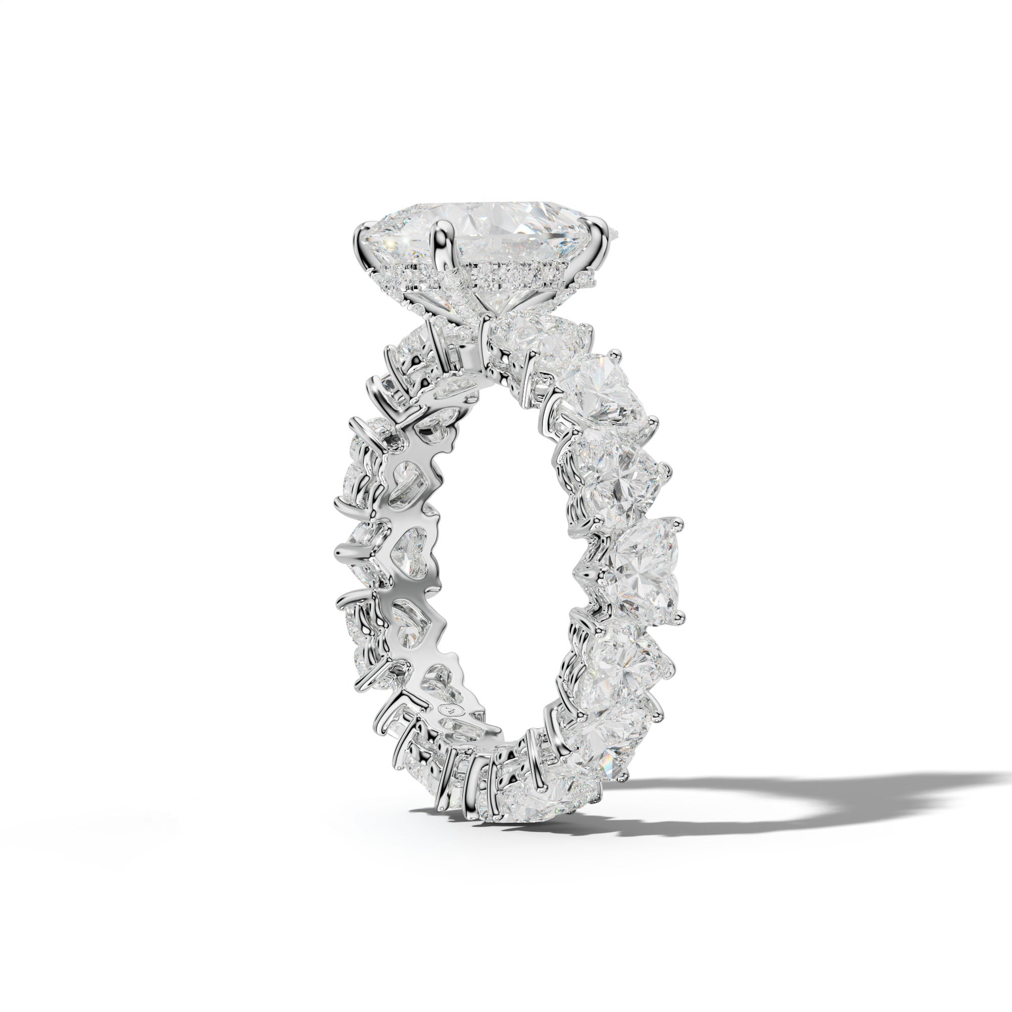 Melany Pear Shape Engagement Ring With Heart Side Stones