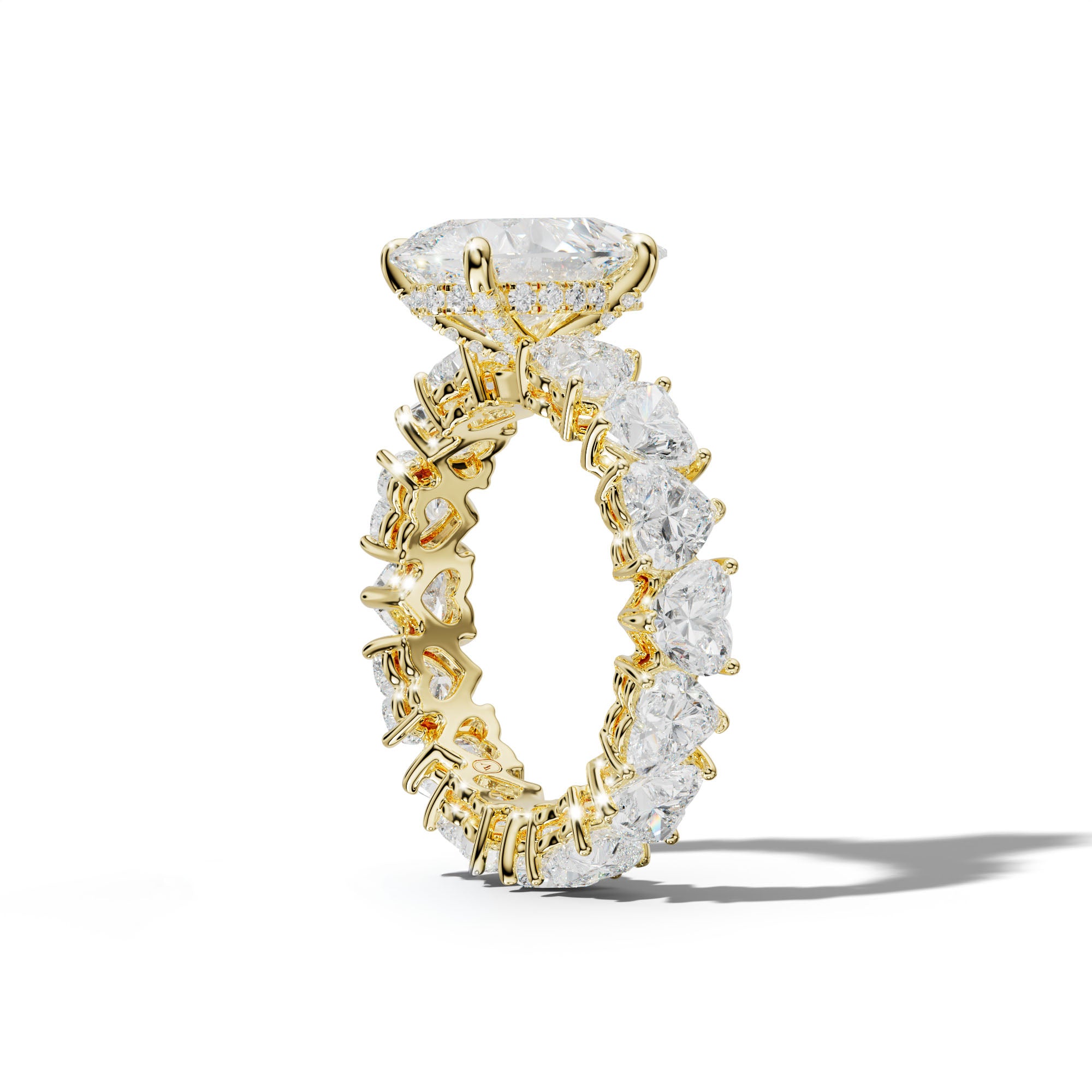 Melany Pear Shape Engagement Ring With Heart Side Stones