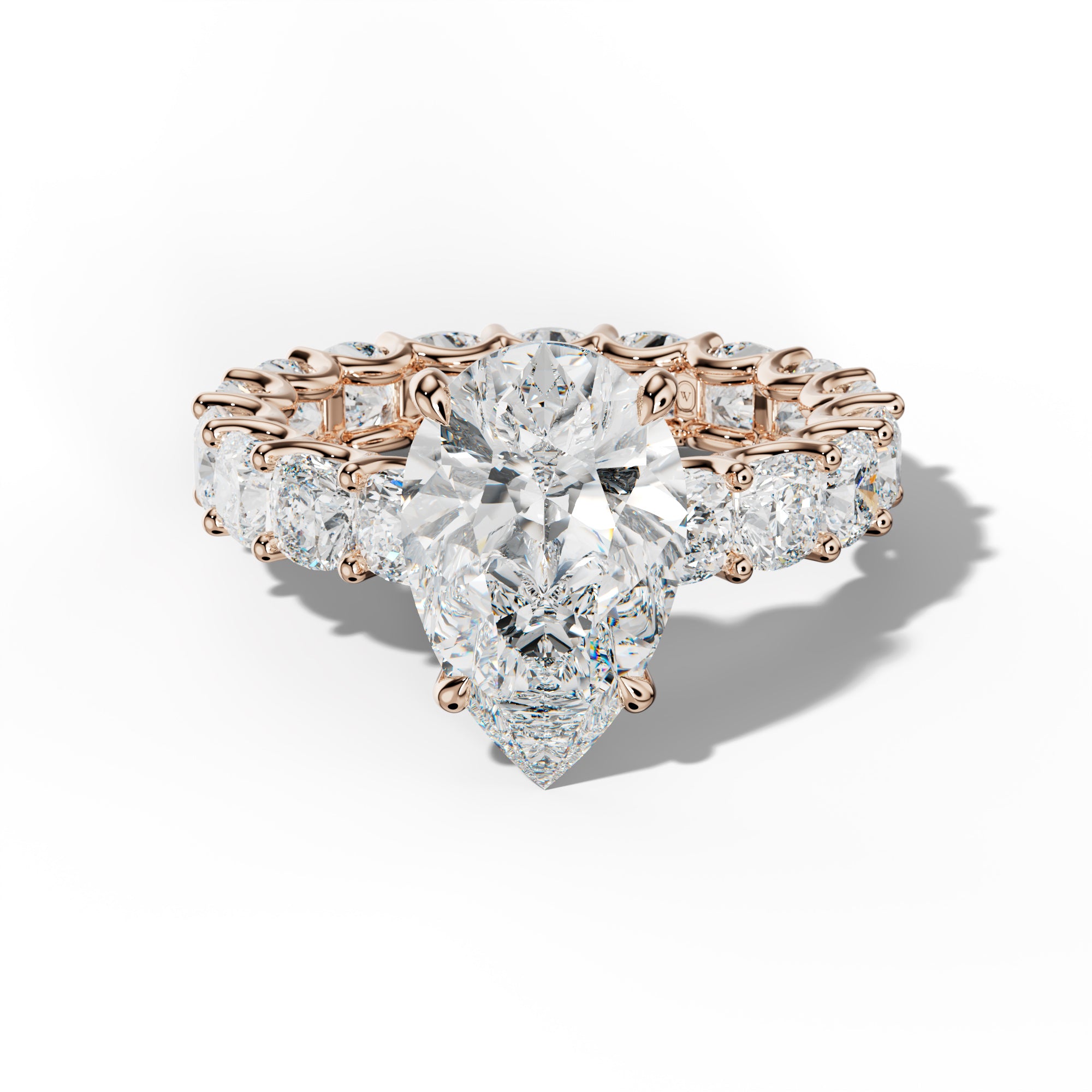 Karla Pear Shape Engagement Ring With Cushion Side Stones