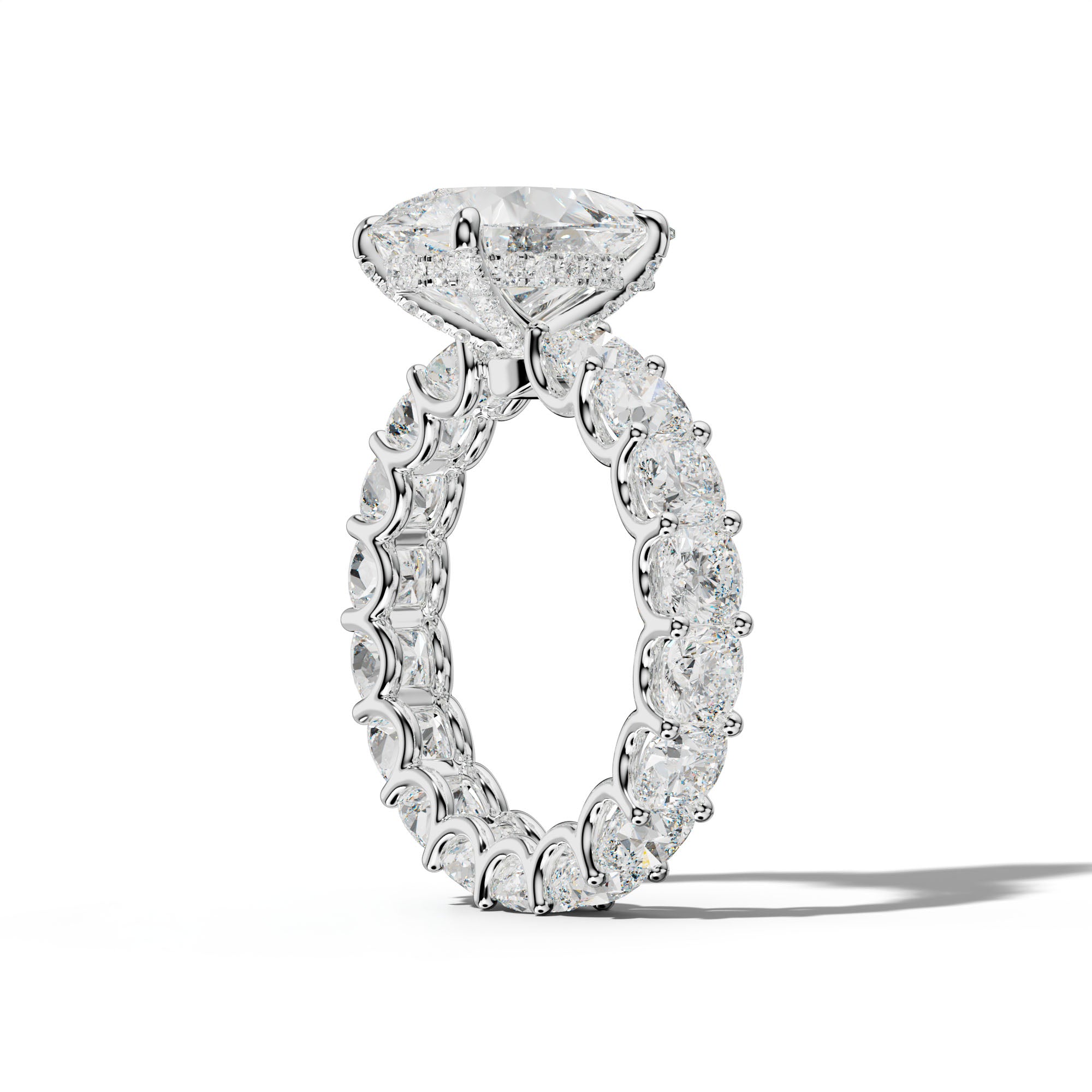 Karla Pear Shape Engagement Ring With Cushion Side Stones