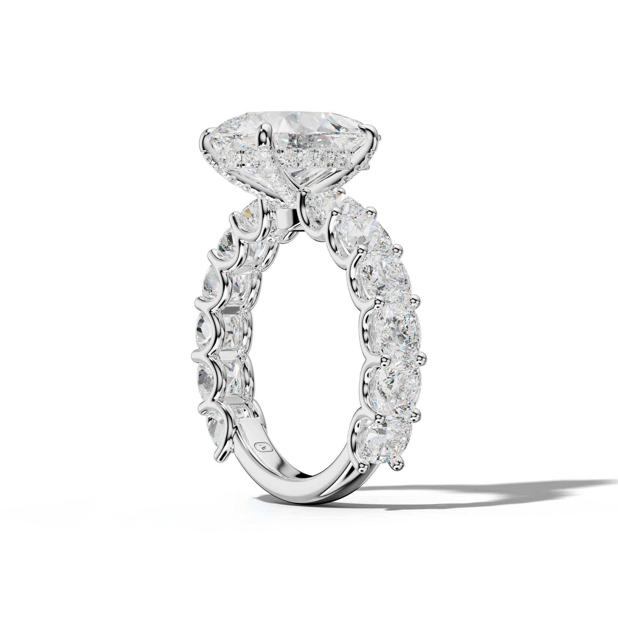Daniela Pear Shape Engagement Ring With Cushion Side Stones