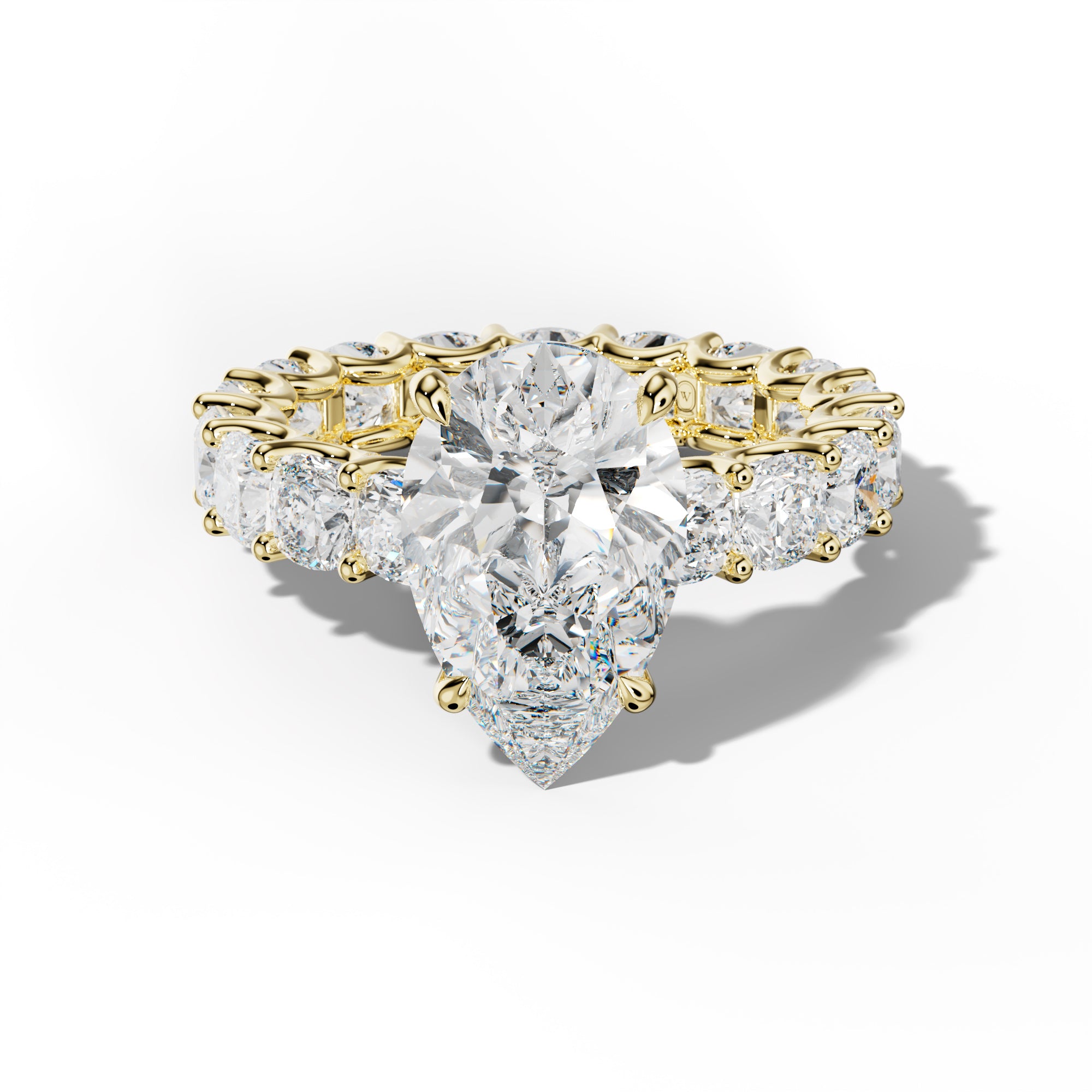 Karla Pear Shape Engagement Ring With Cushion Side Stones