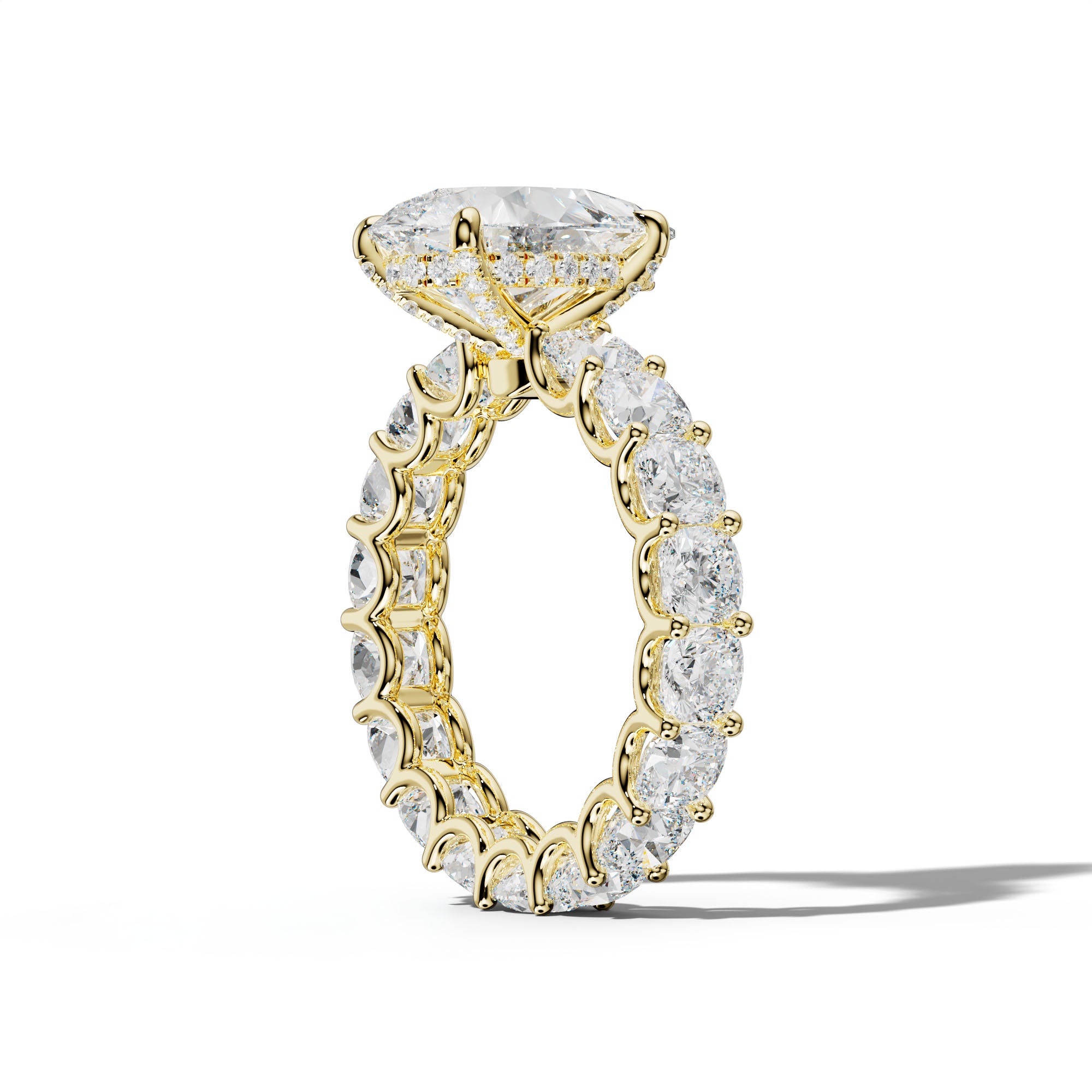 Karla Pear Shape Engagement Ring With Cushion Side Stones