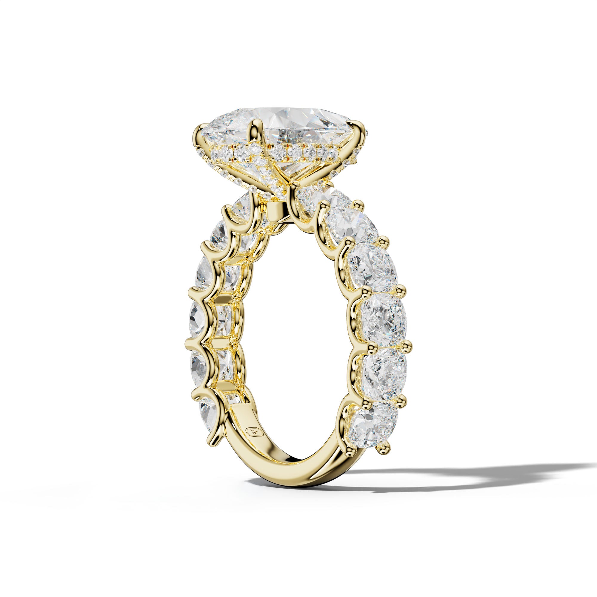 Daniela Pear Shape Engagement Ring With Cushion Side Stones