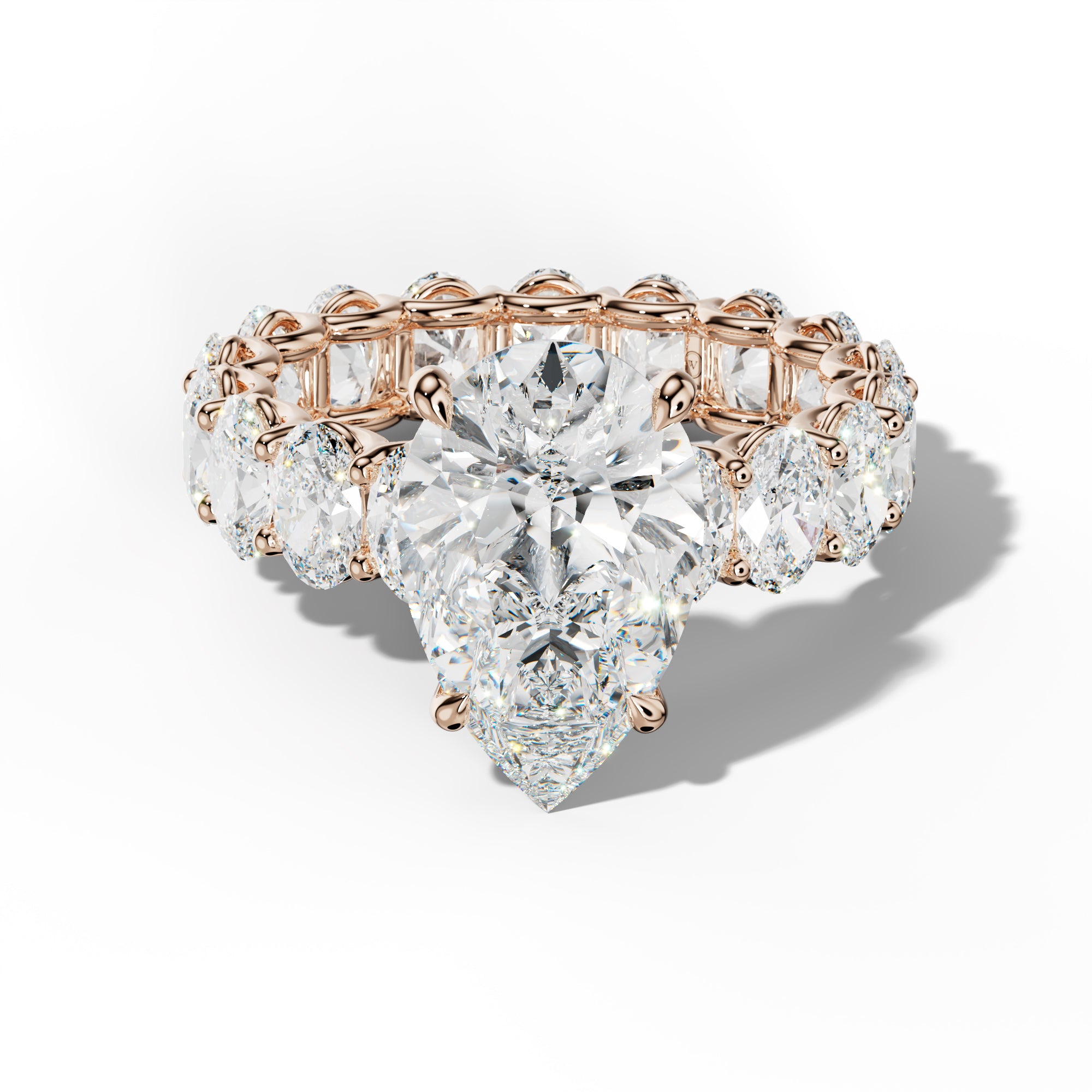 Helena Pear Shape Engagement Ring With Oval Side Stones