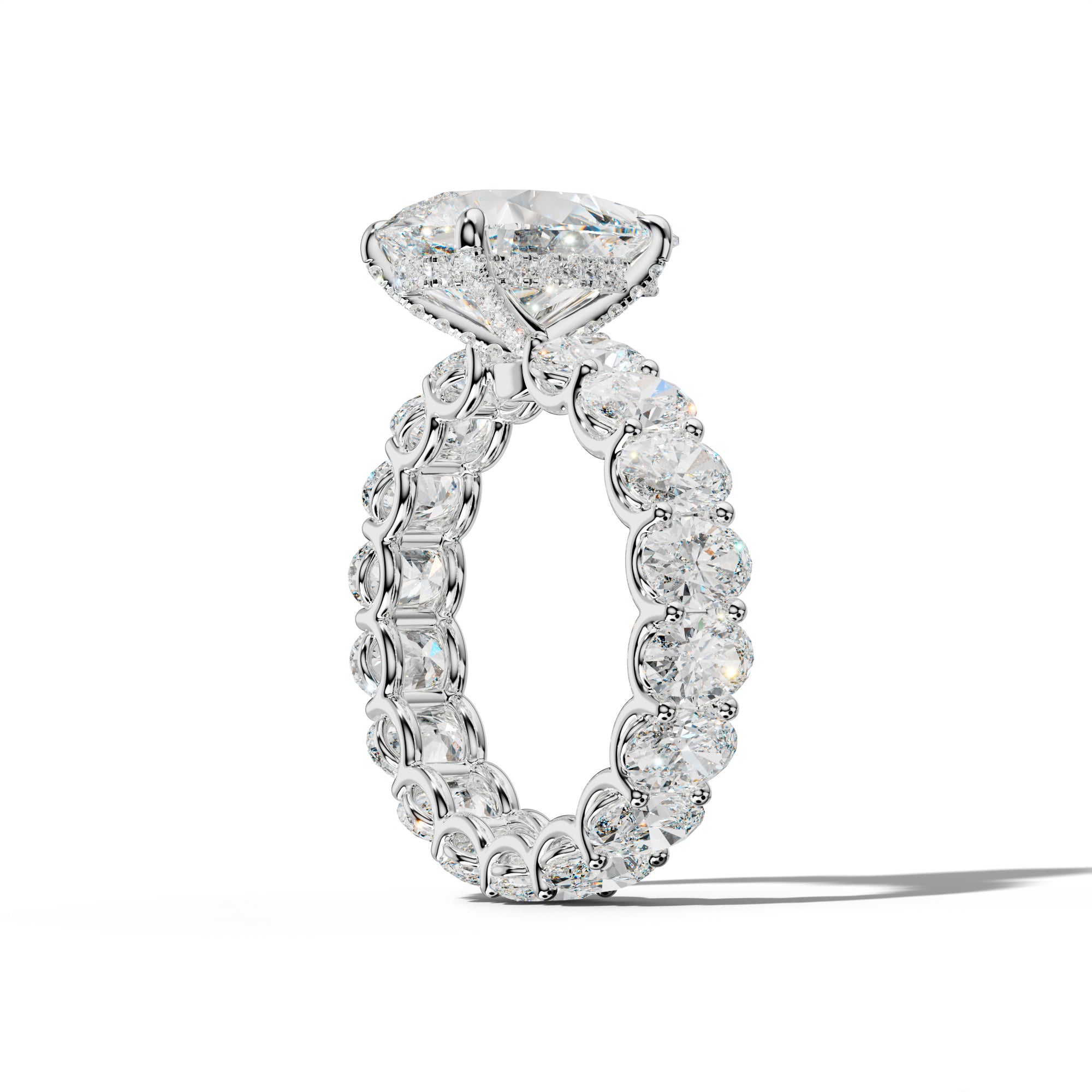 Helena Pear Shape Engagement Ring With Oval Side Stones