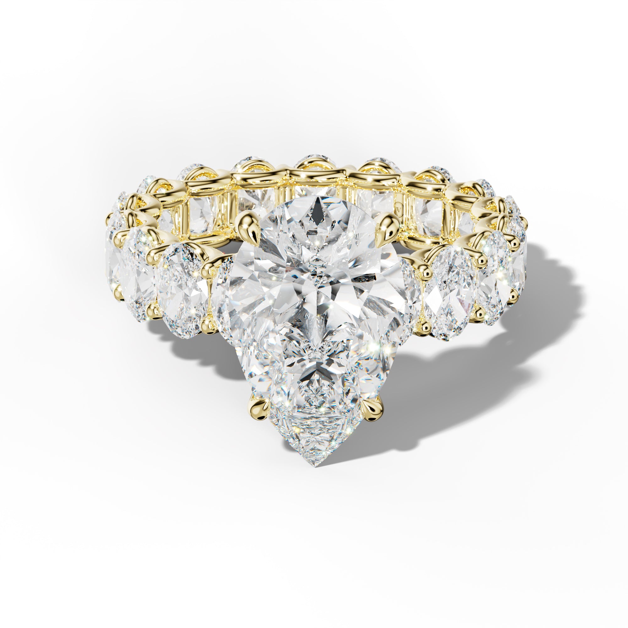 Helena Pear Shape Engagement Ring With Oval Side Stones