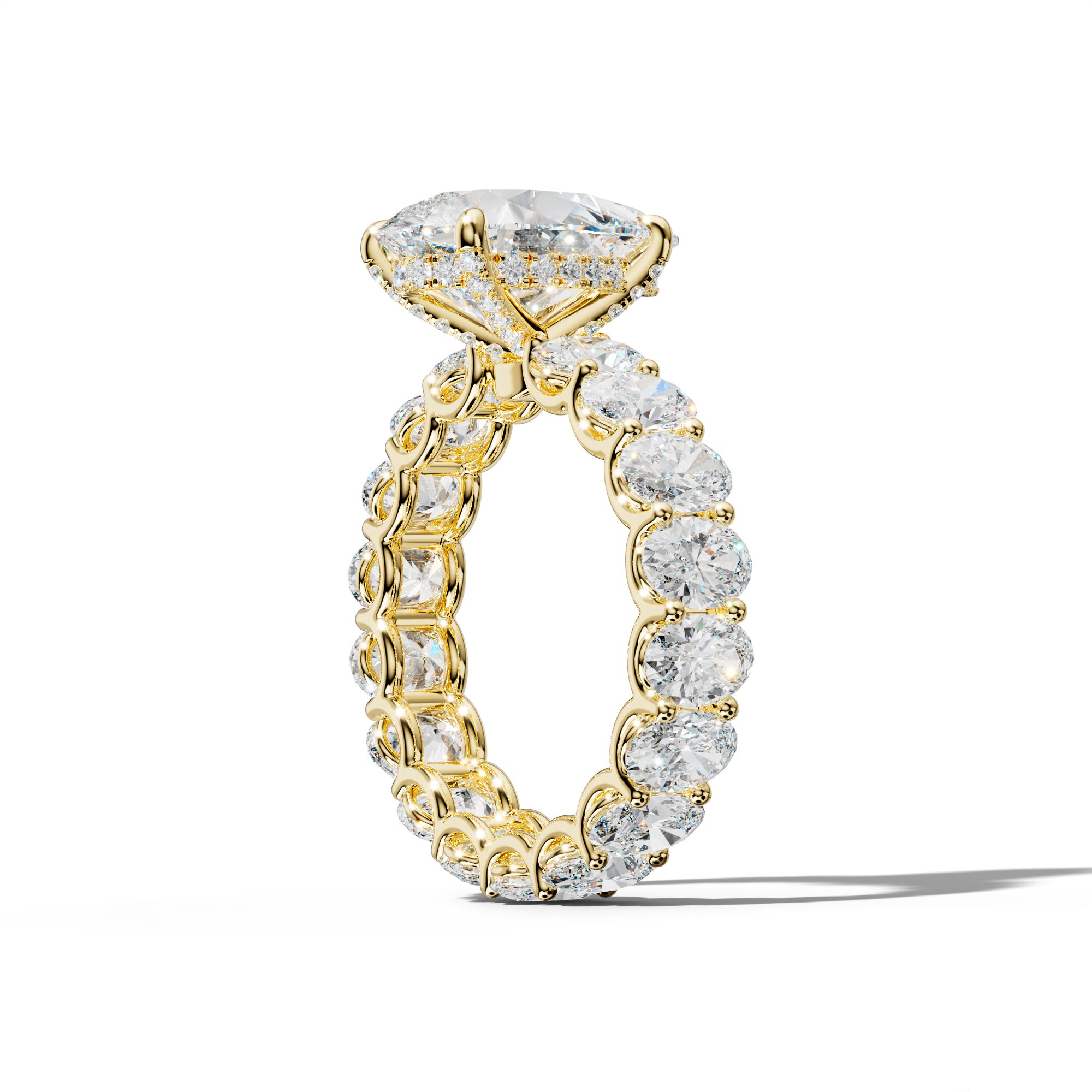 Helena Pear Shape Engagement Ring With Oval Side Stones