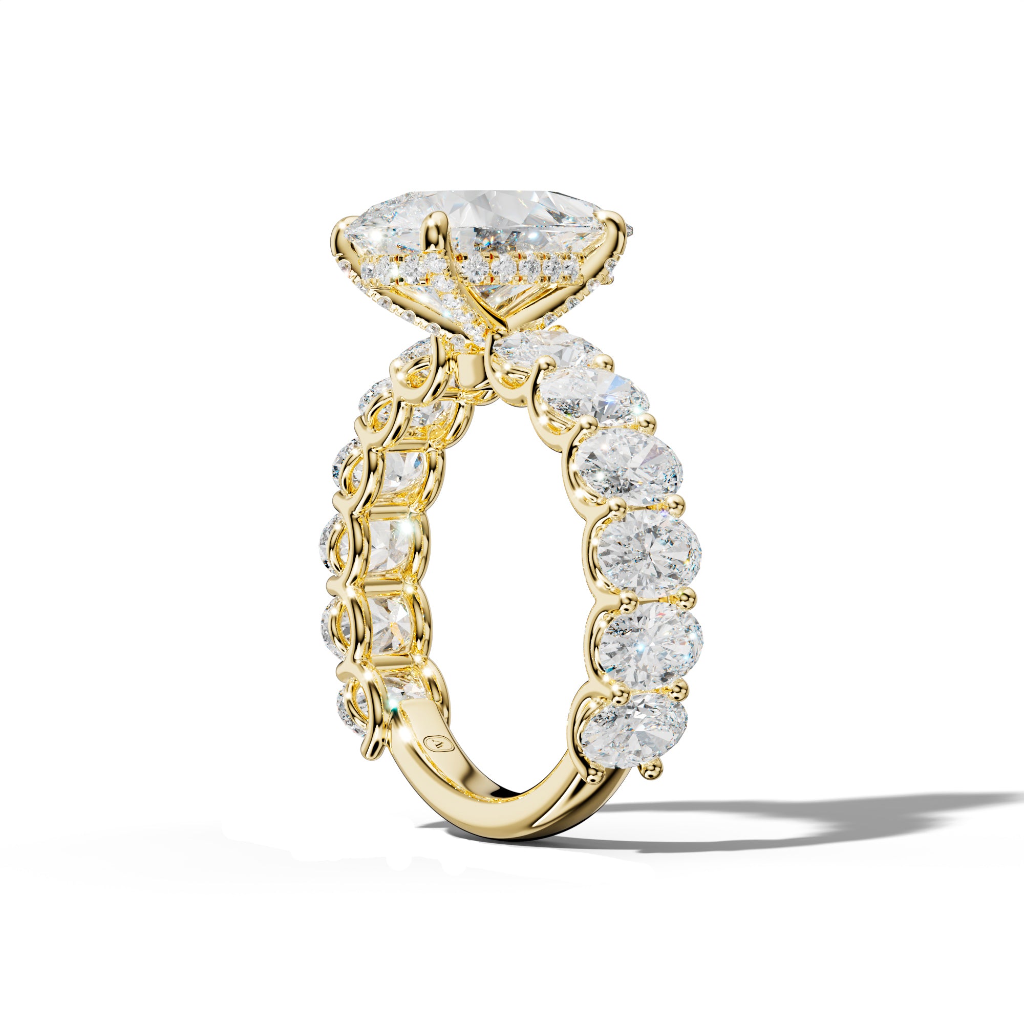 Ada Pear Shape Engagement Ring With Oval Side Stones