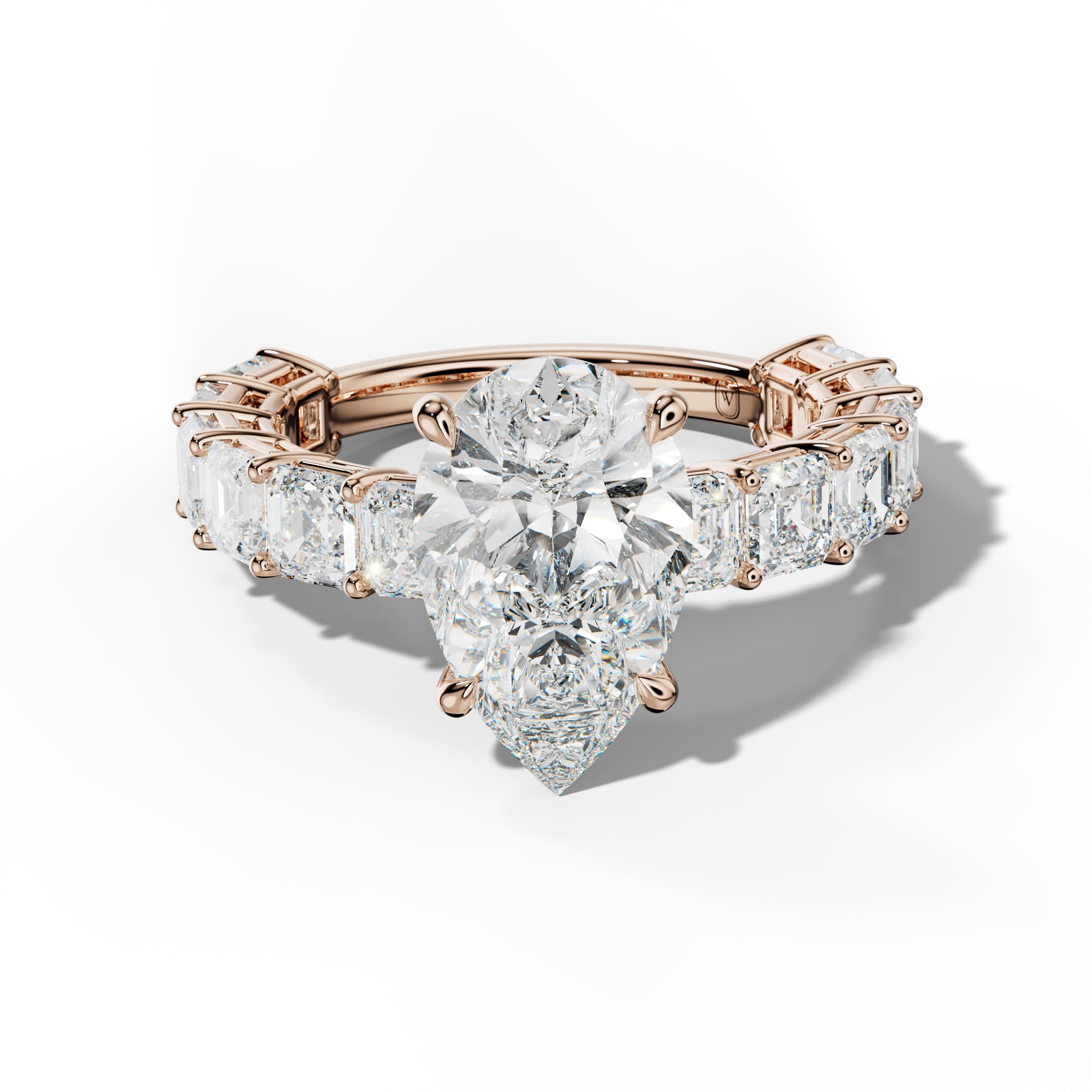 Demi Pear Shape Engagement Ring With Asscher Side Stones