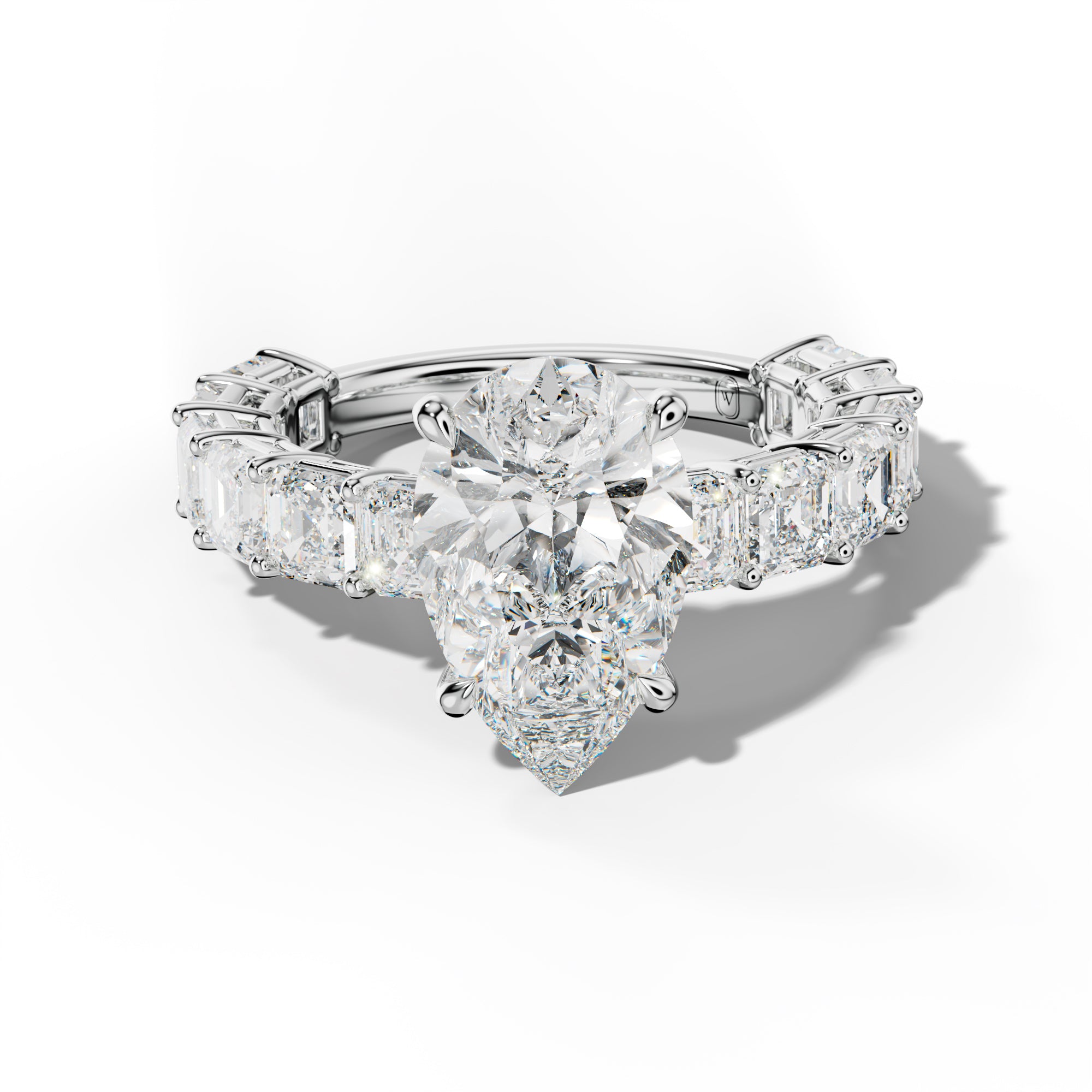 Demi Pear Shape Engagement Ring With Asscher Side Stones