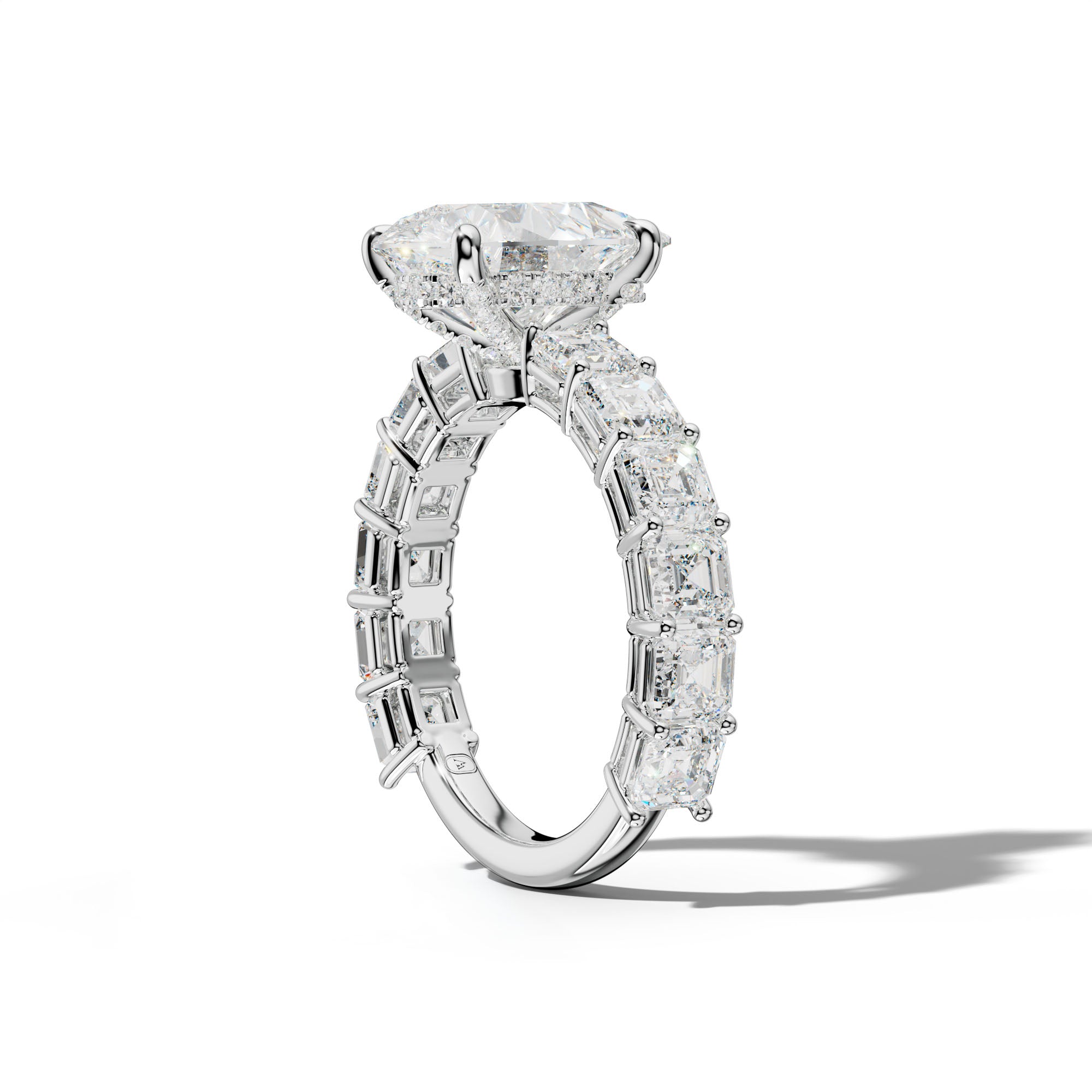 Demi Pear Shape Engagement Ring With Asscher Side Stones