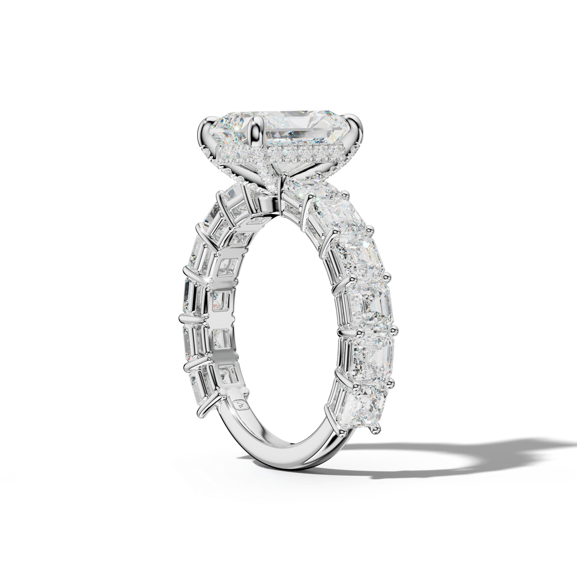 Demi Radiant Diamond Engagement Ring With Asscher Side Stones