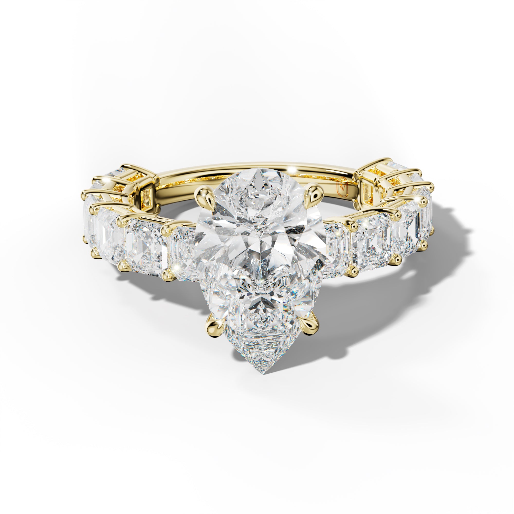 Demi Pear Shape Engagement Ring With Asscher Side Stones