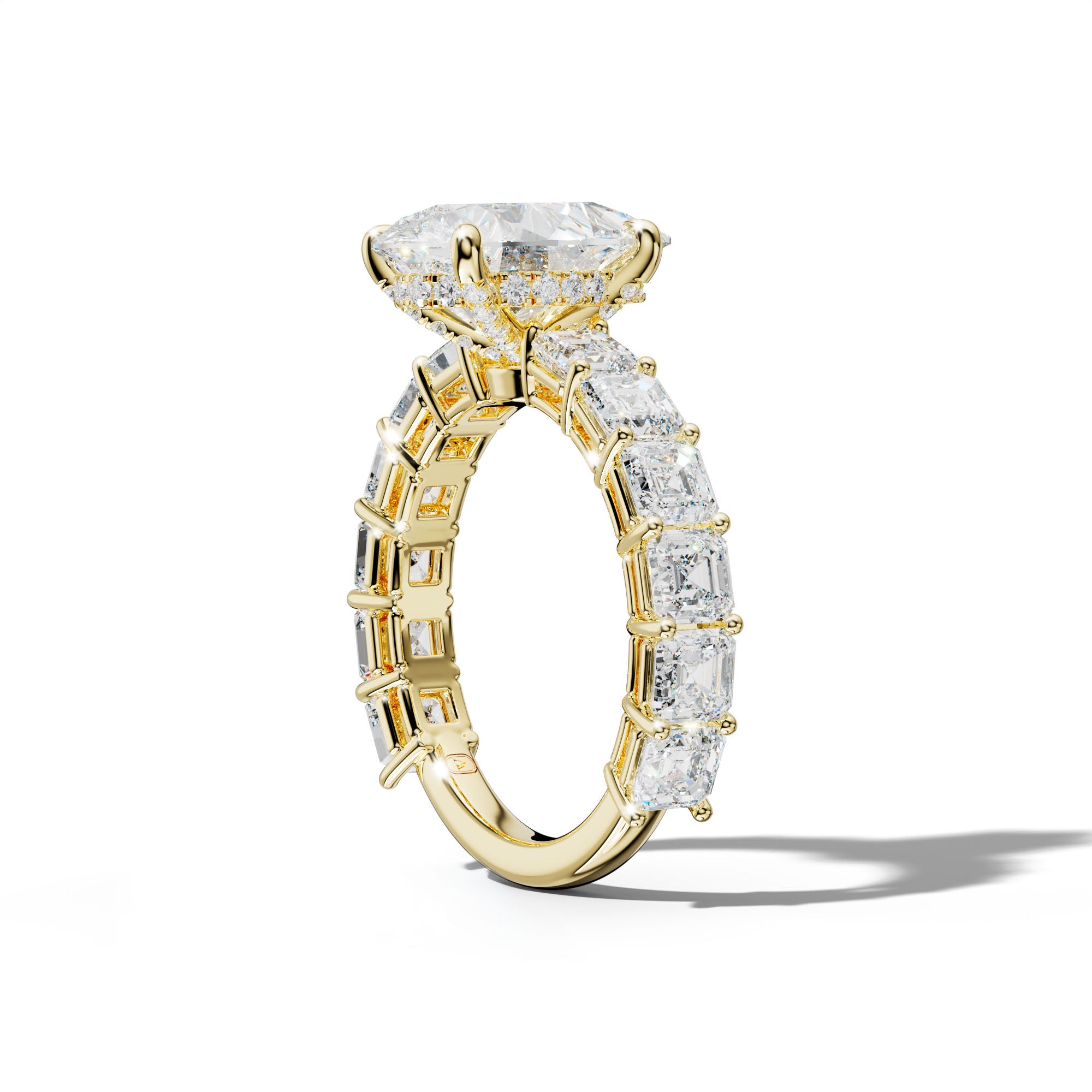 Demi Pear Shape Engagement Ring With Asscher Side Stones