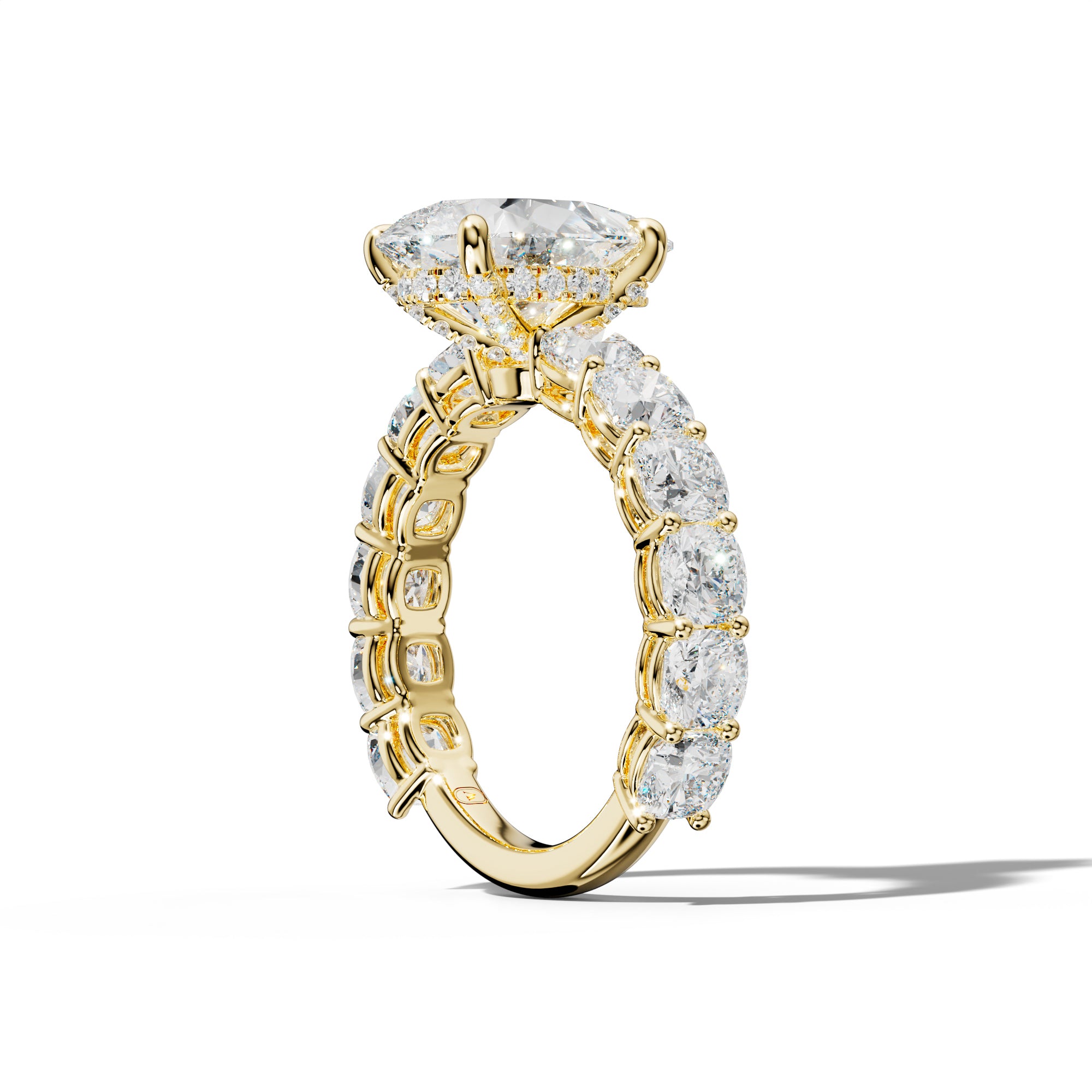 Bailey Pear Shape Engagement Ring With Cushion Side Stones