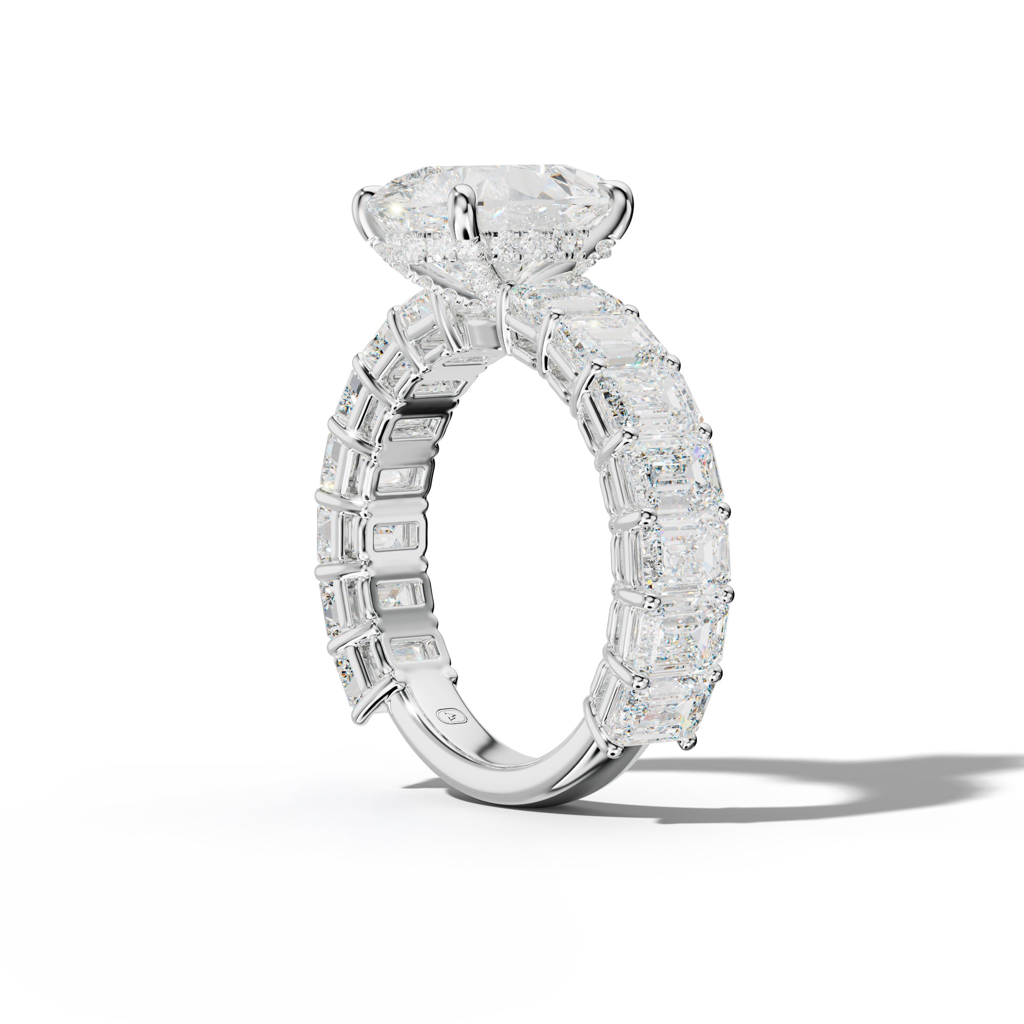 Mina Pear Shape Engagement Ring With Emerald Cut Side Stones