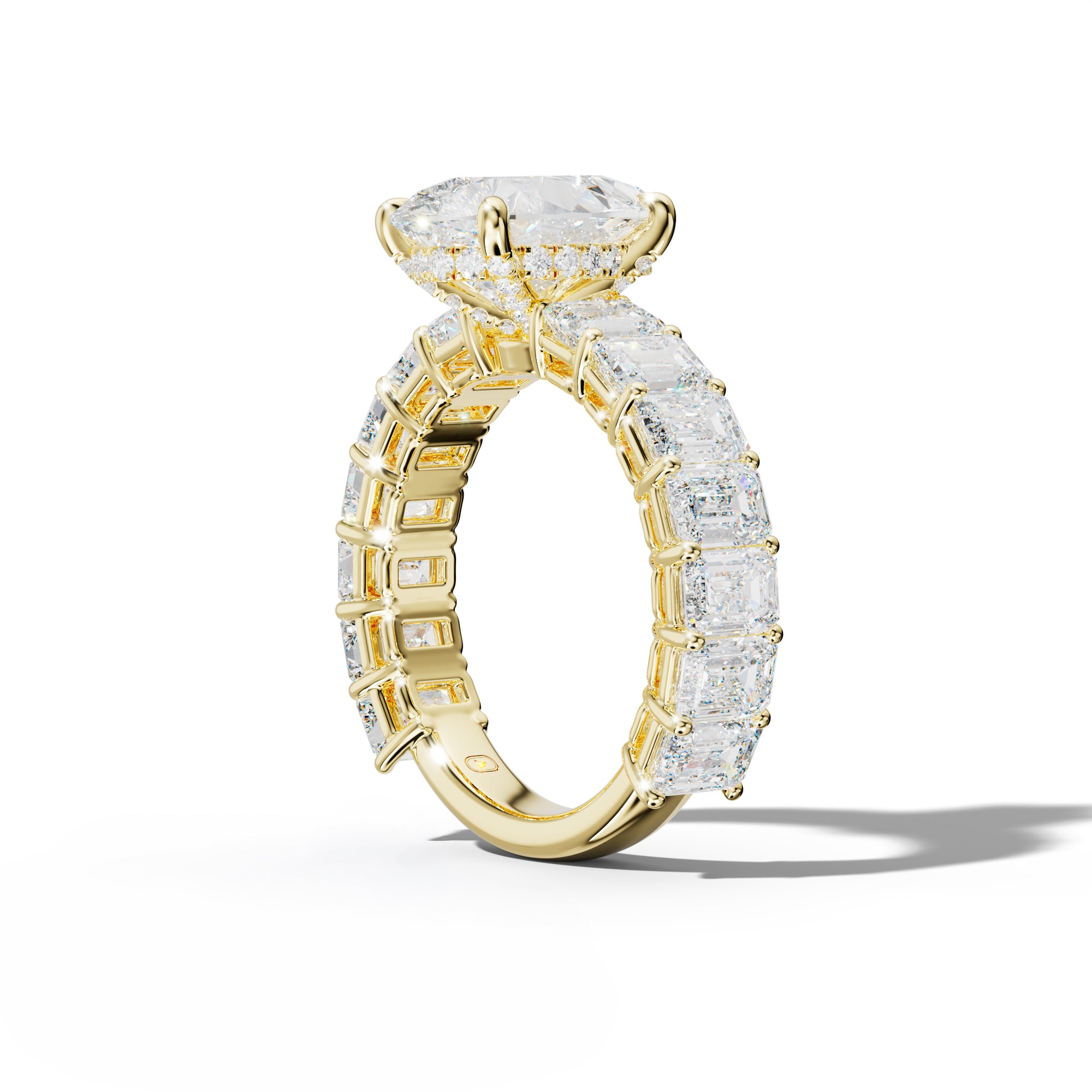 Mina Pear Shape Engagement Ring With Emerald Cut Side Stones