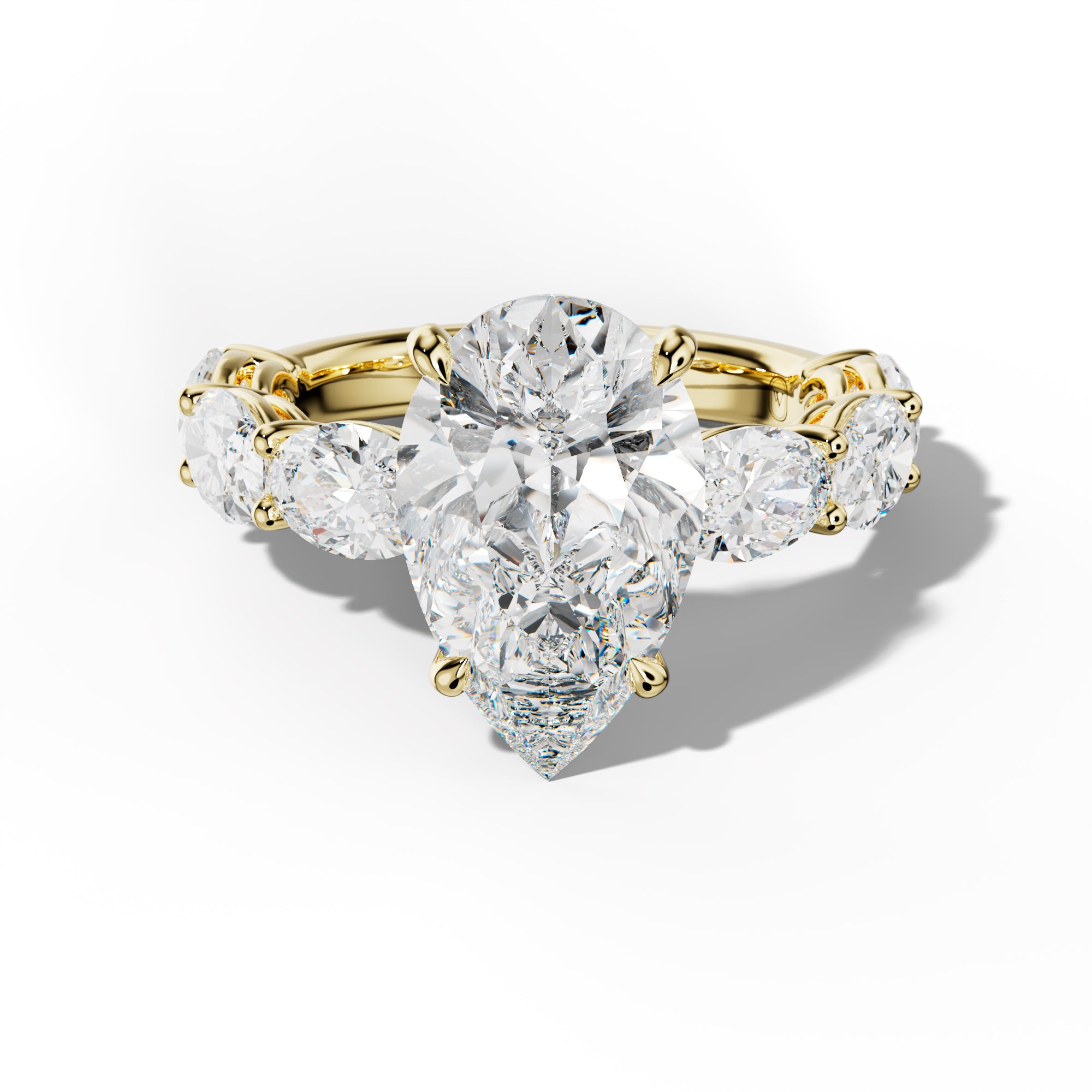 Maci Pear Shape Engagement Ring With East West Oval Side Stones