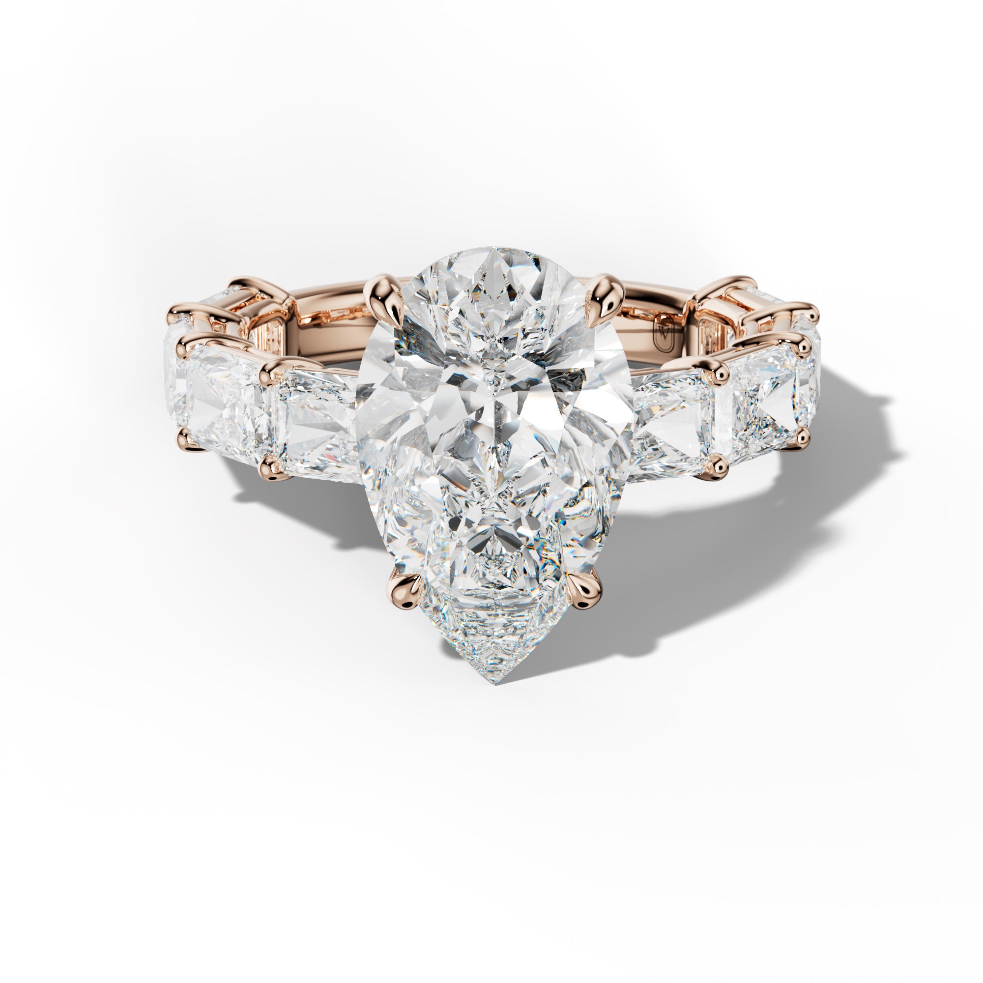 Raelynn Pear Shape Engagement Ring With East West Radiant Side Stones