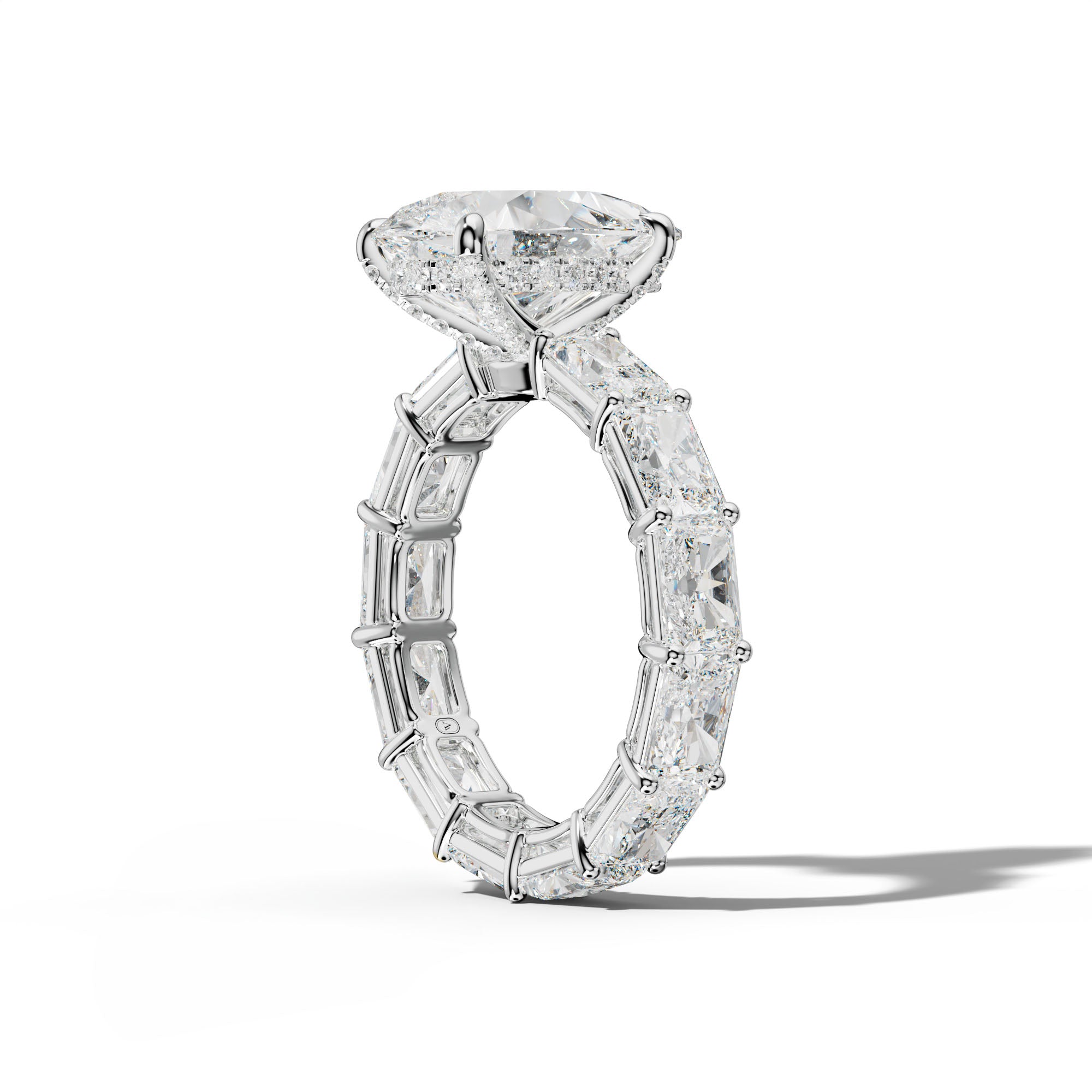 Mavis Pear Shape Engagement Ring With East West Radiant Side Stones
