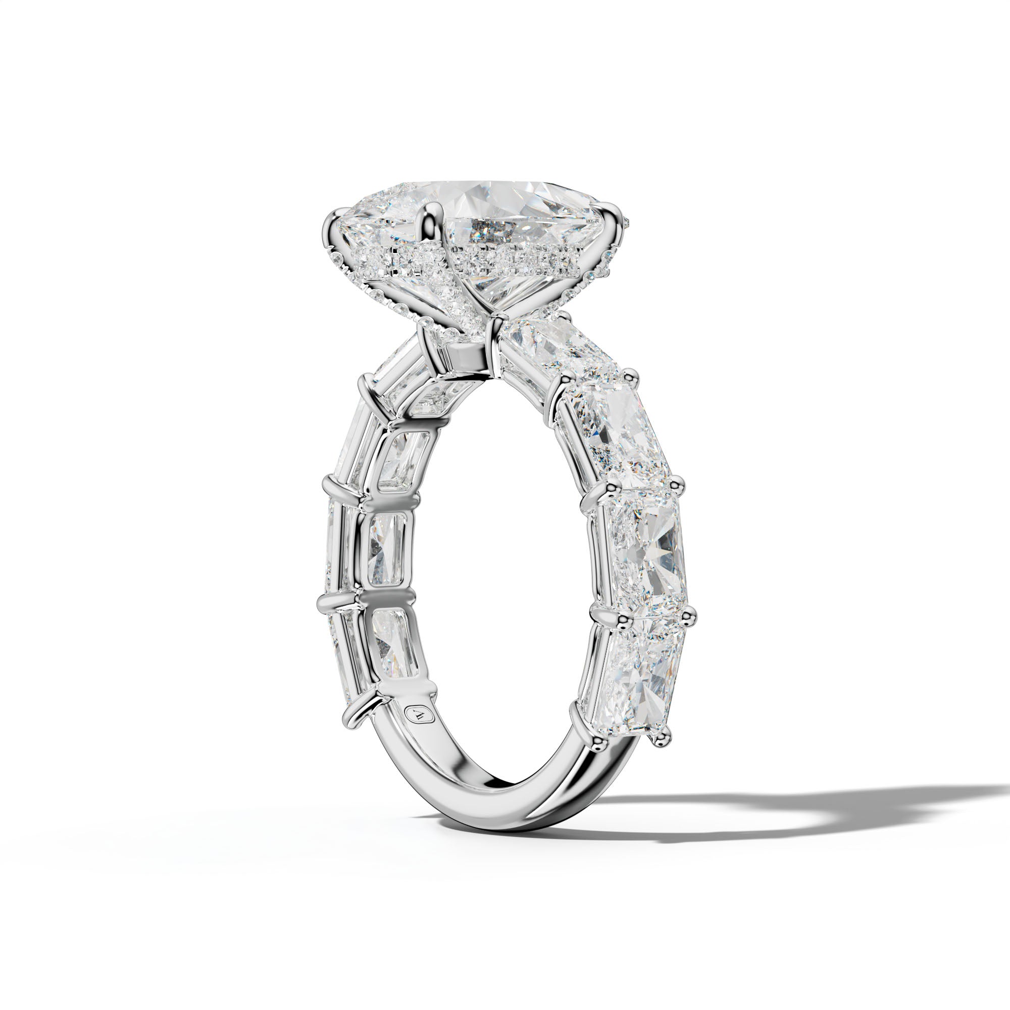 Raelynn Pear Shape Engagement Ring With East West Radiant Side Stones