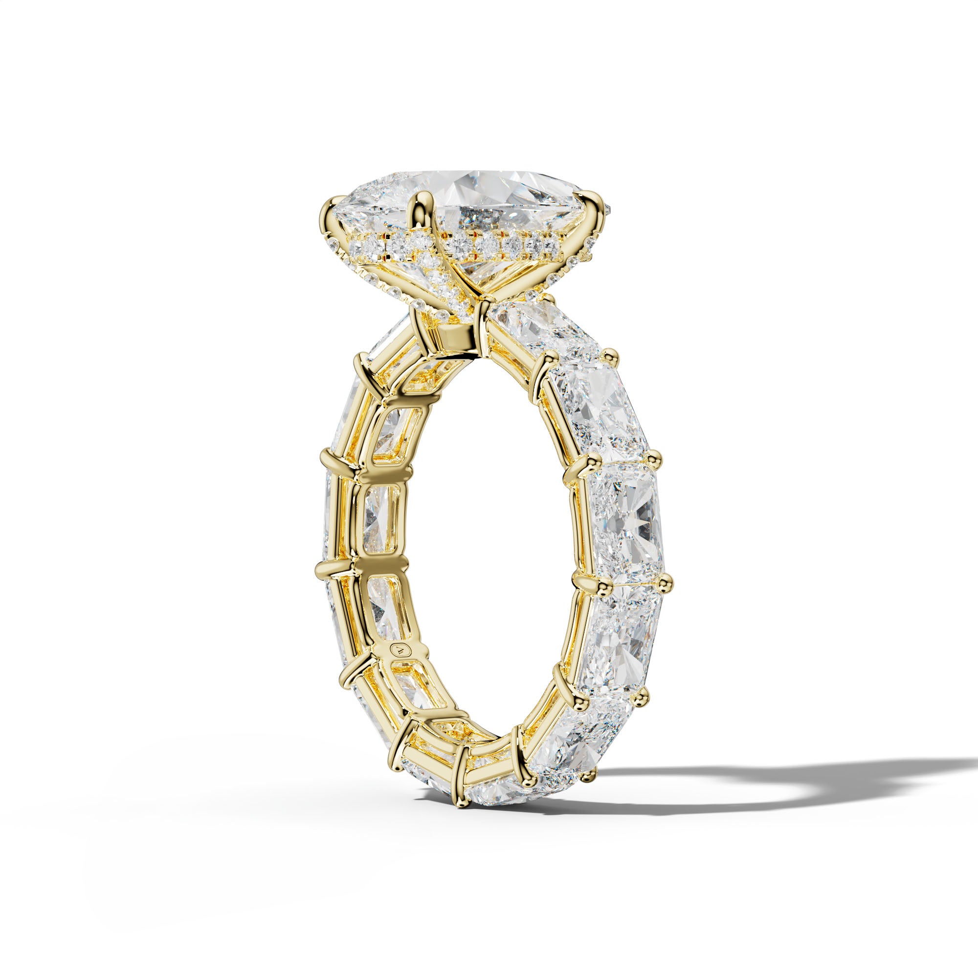 Mavis Pear Shape Engagement Ring With East West Radiant Side Stones