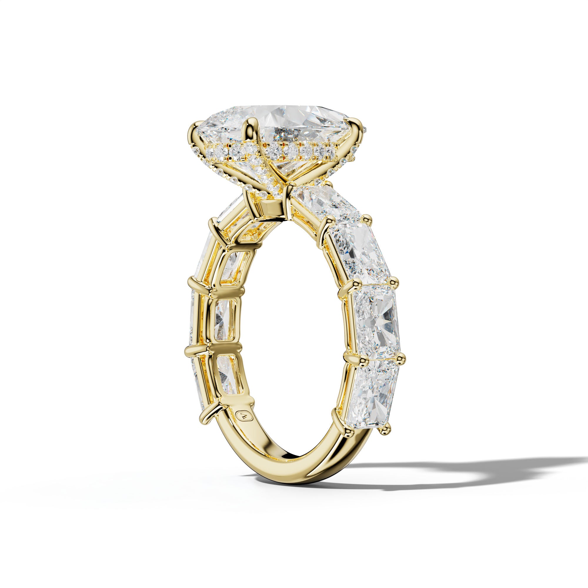 Raelynn Pear Shape Engagement Ring With East West Radiant Side Stones