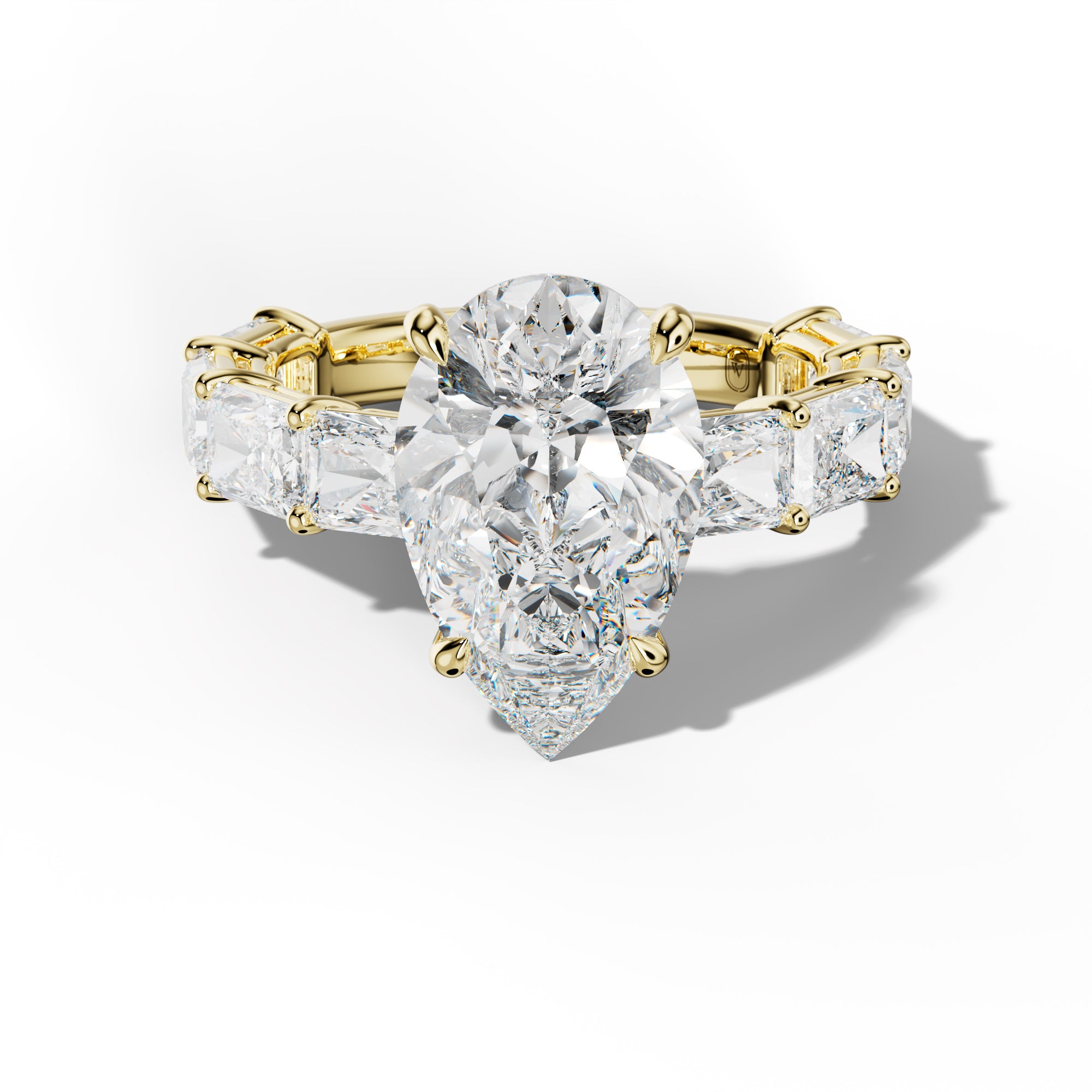 Raelynn Pear Shape Engagement Ring With East West Radiant Side Stones