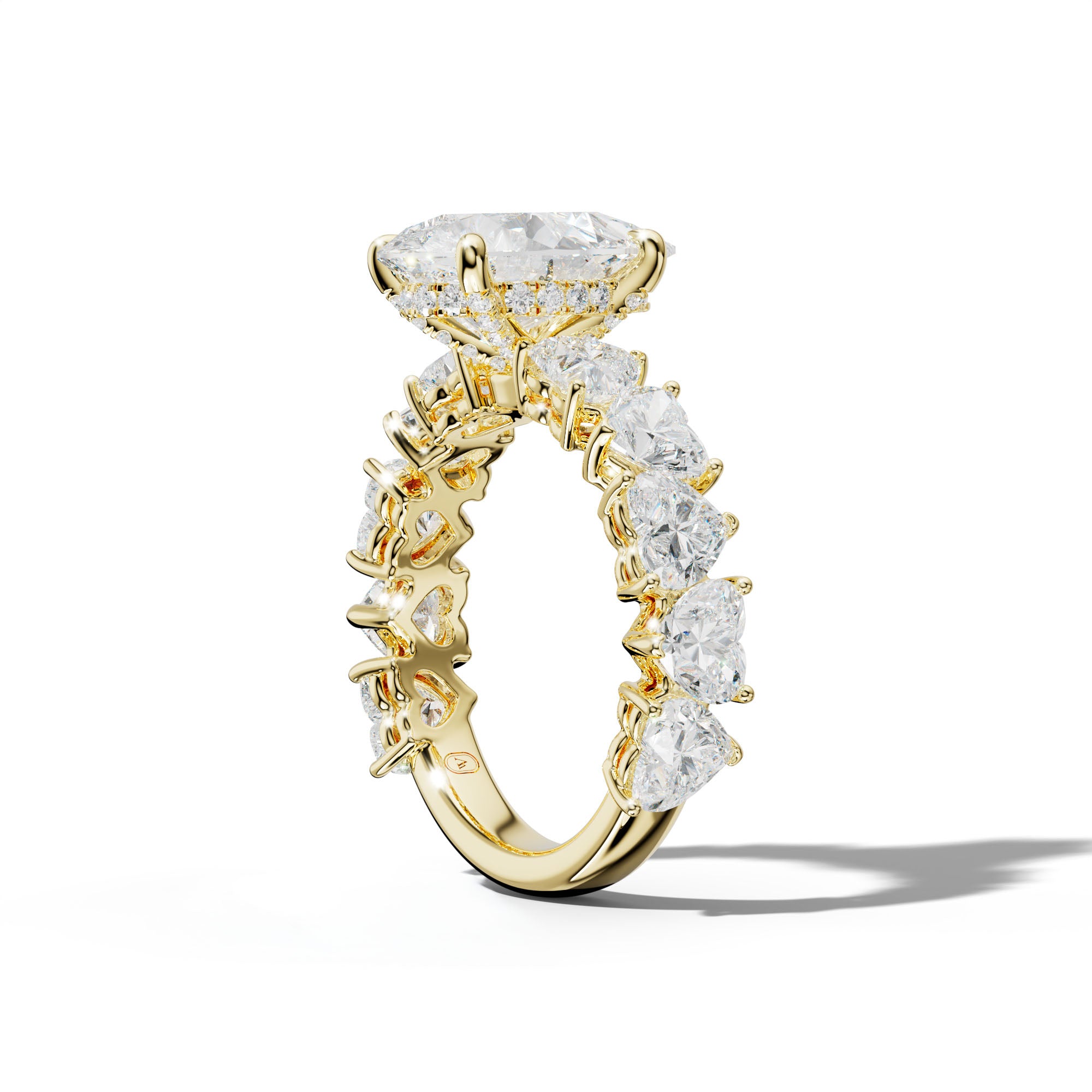 Logan Pear Shape Engagement Ring With Heart Side Stones