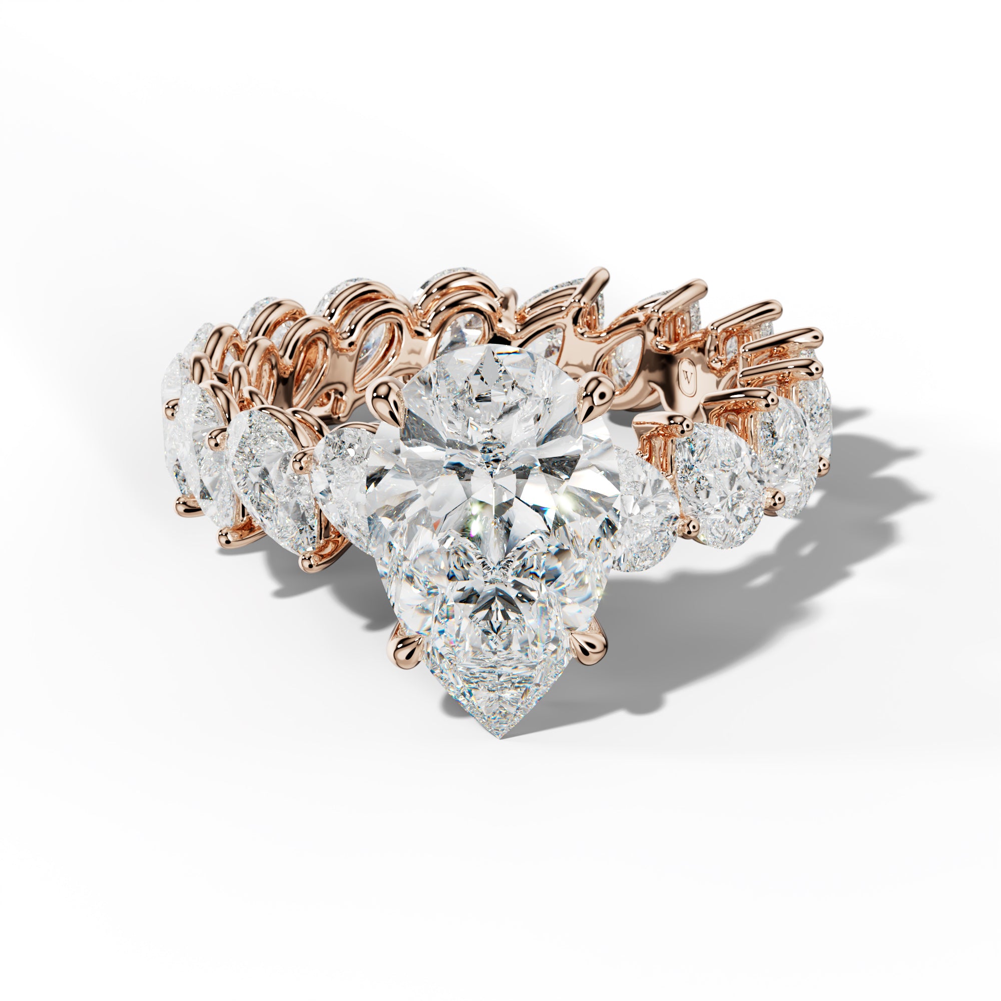 Quinn Pear Shape Engagement Ring With Slanted Pear Side Stones