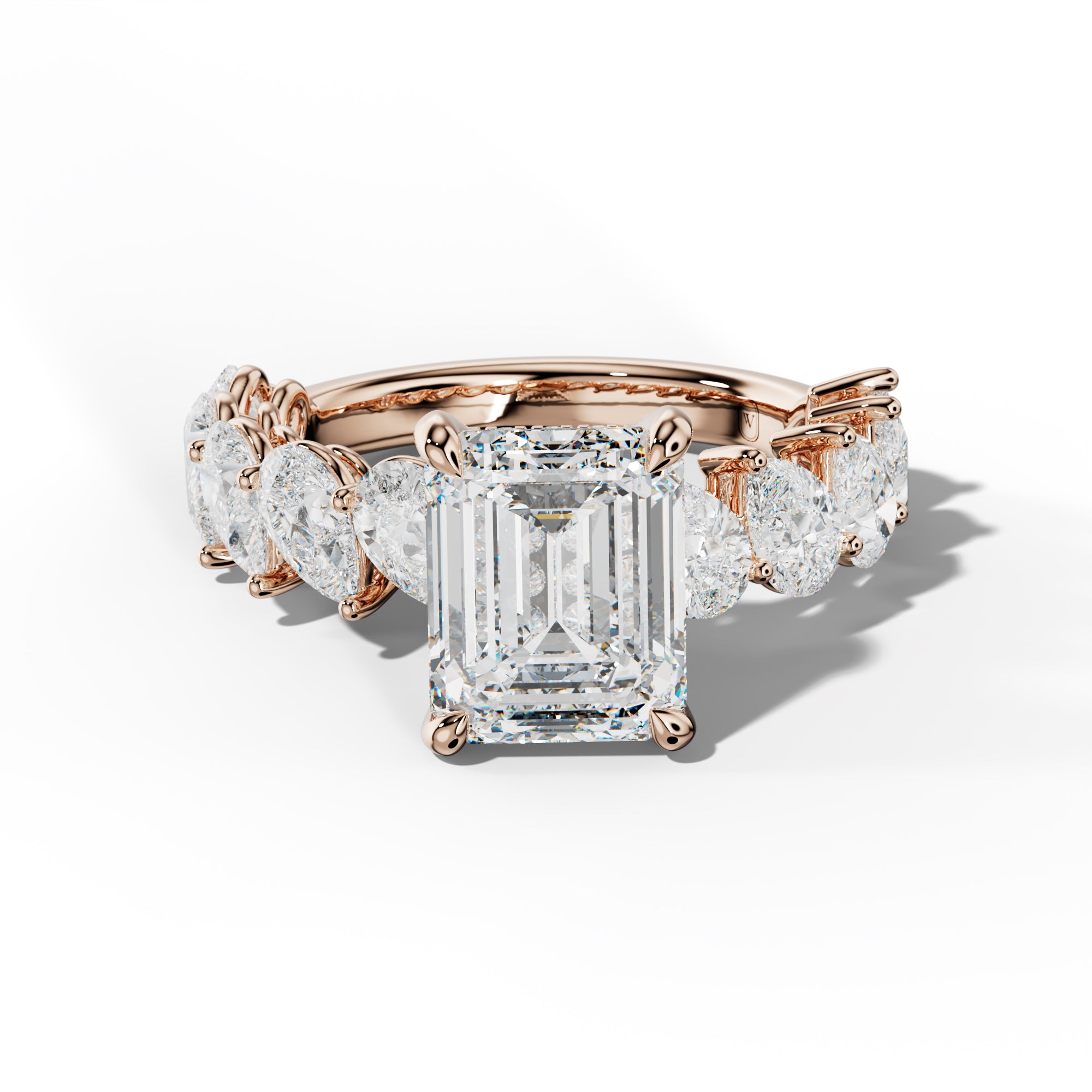 Elisabeth Emerald Cut Engagement Ring With Slanted Pear Side Stones