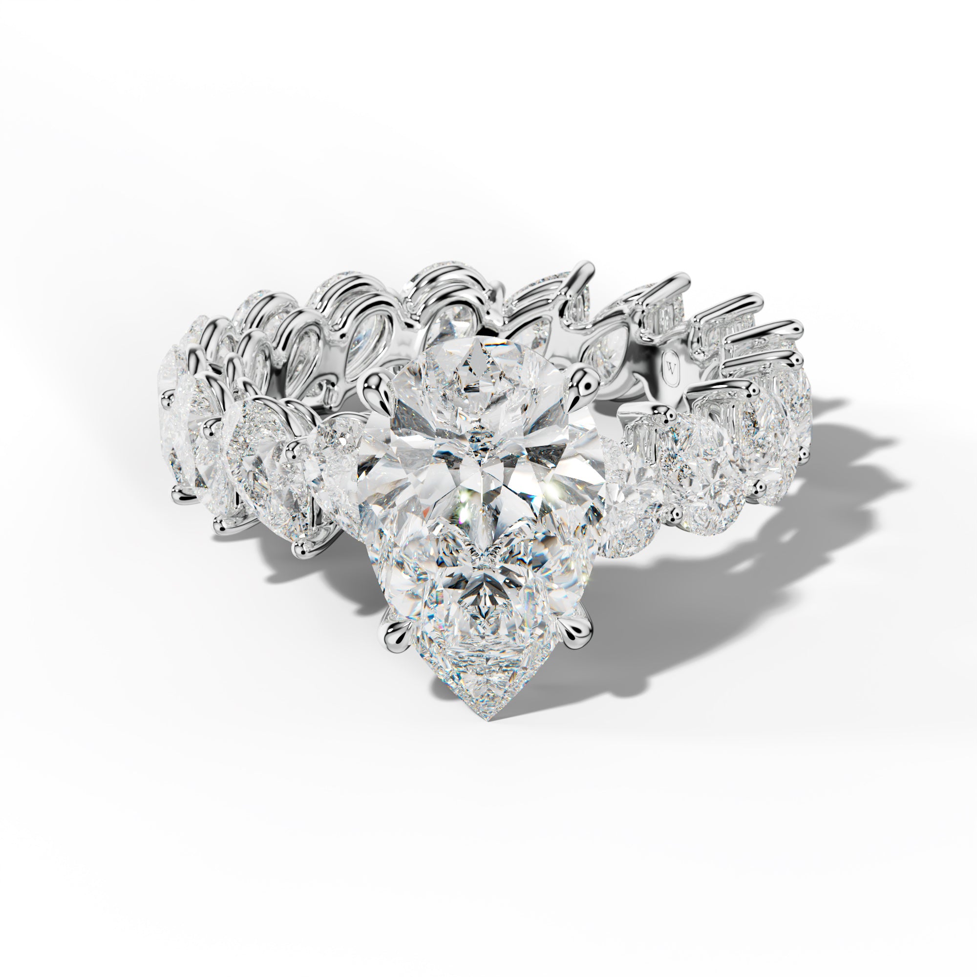 Quinn Pear Shape Engagement Ring With Slanted Pear Side Stones