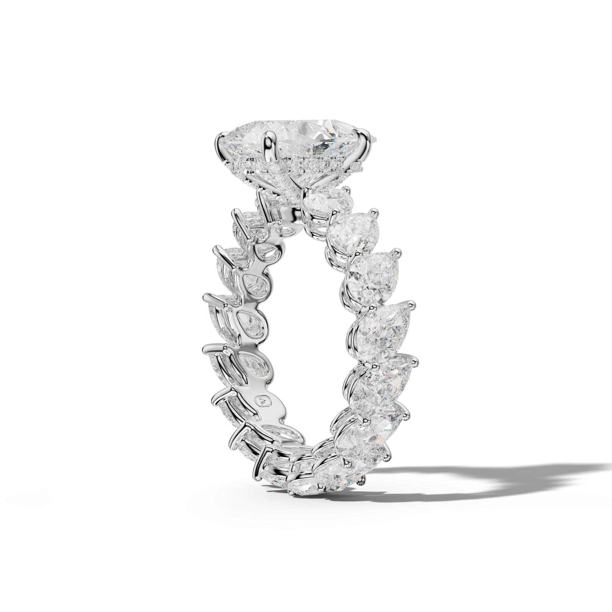 Quinn Pear Shape Engagement Ring With Slanted Pear Side Stones