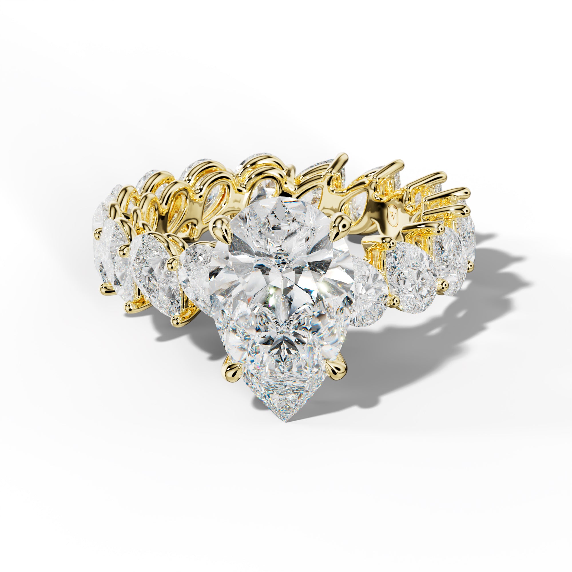Quinn Pear Shape Engagement Ring With Slanted Pear Side Stones