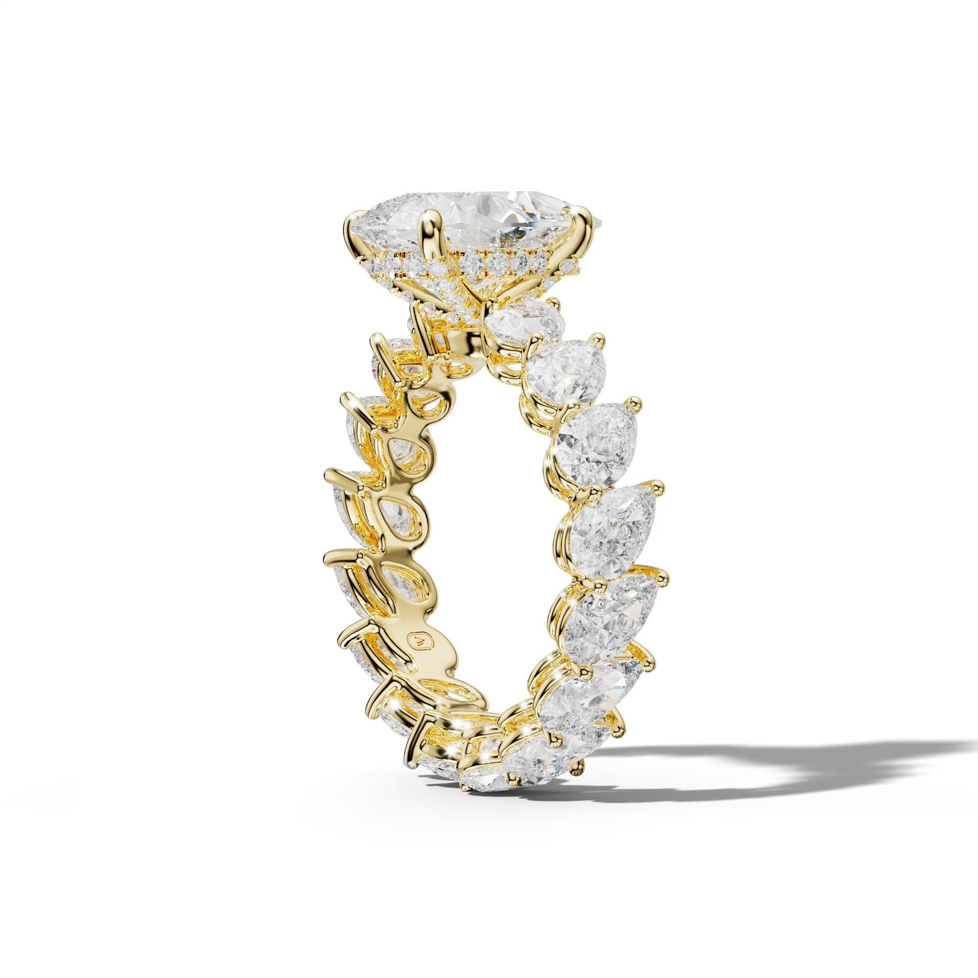 Quinn Pear Shape Engagement Ring With Slanted Pear Side Stones