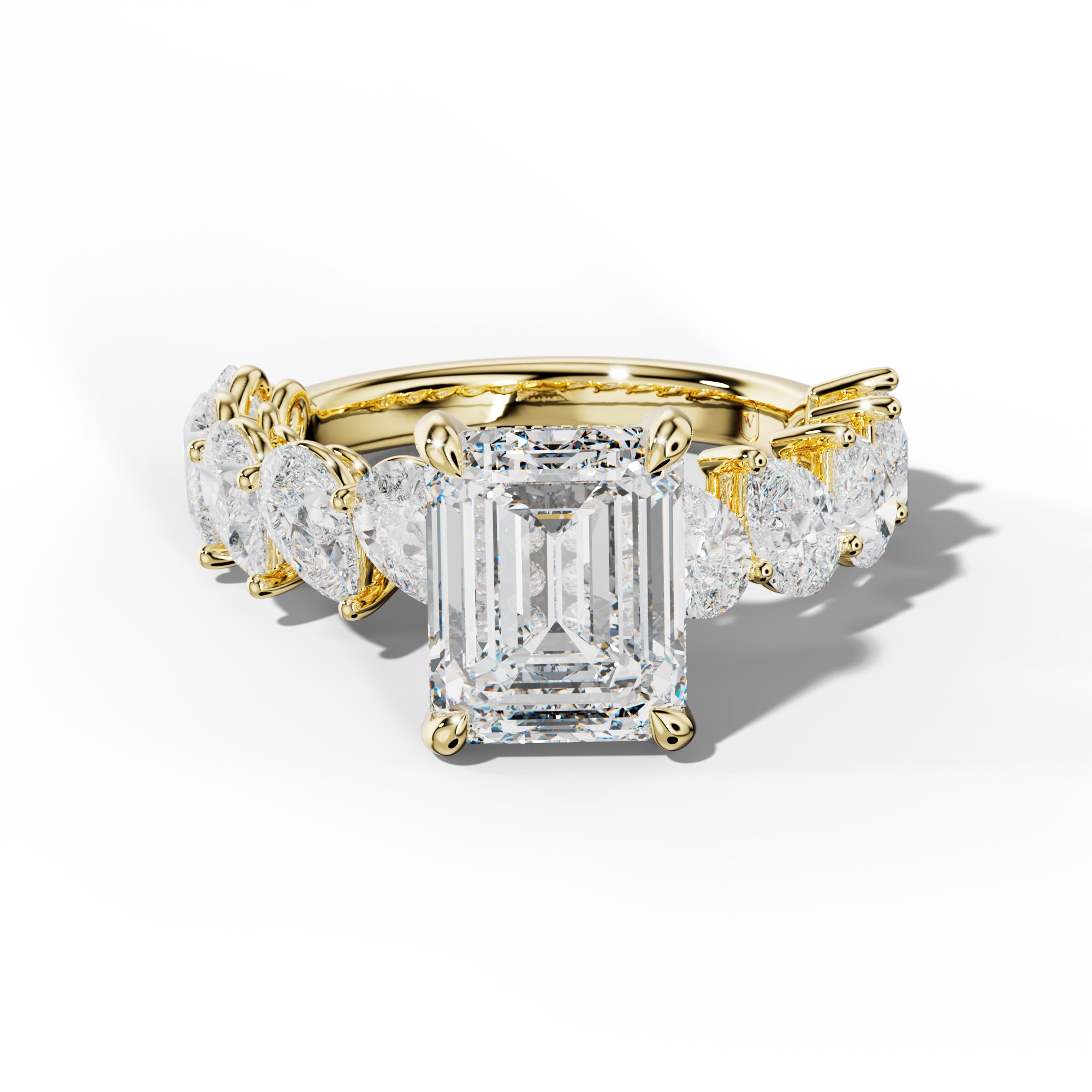 Elisabeth Emerald Cut Engagement Ring With Slanted Pear Side Stones