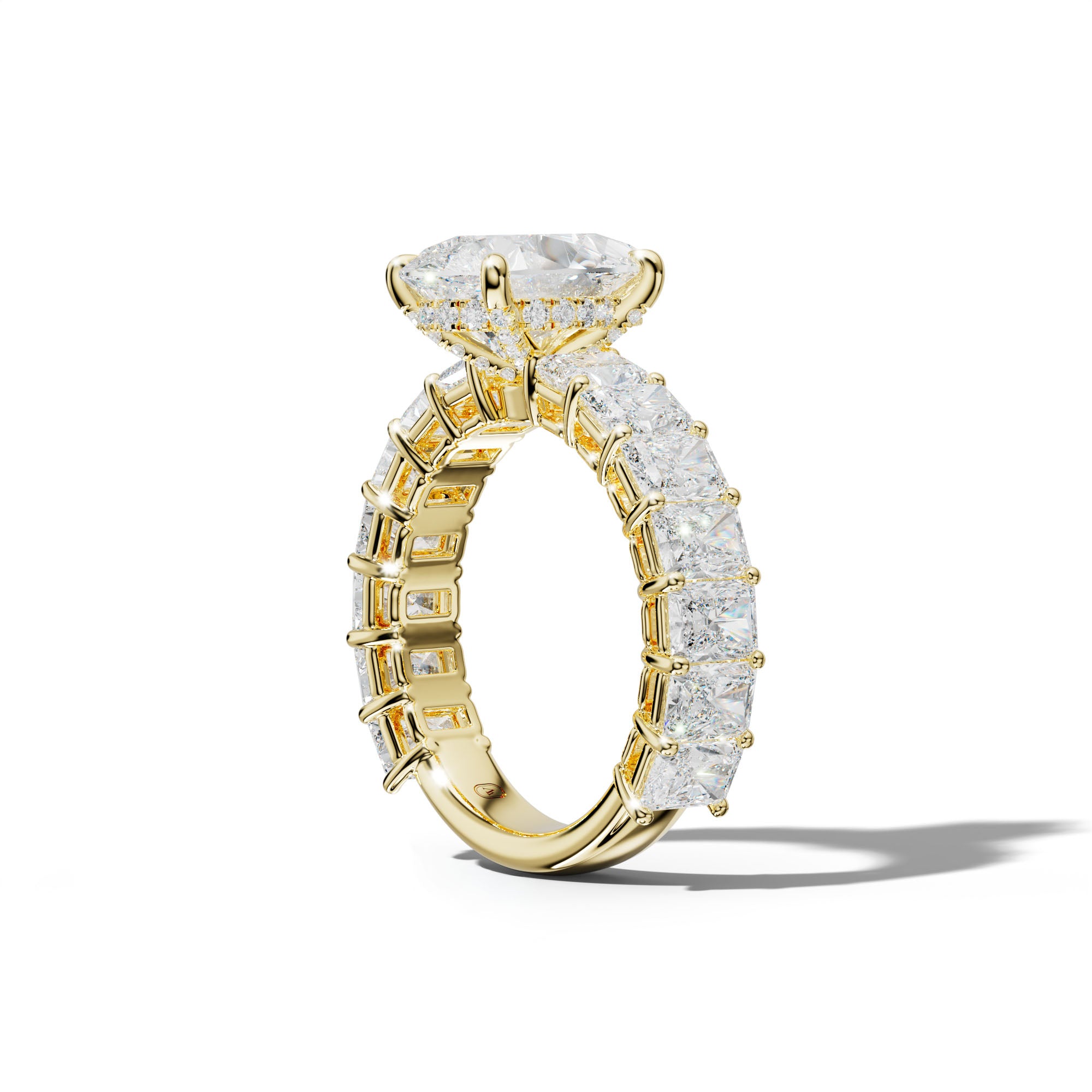 Naomi Pear Shape Engagement Ring With Radiant Side Stones